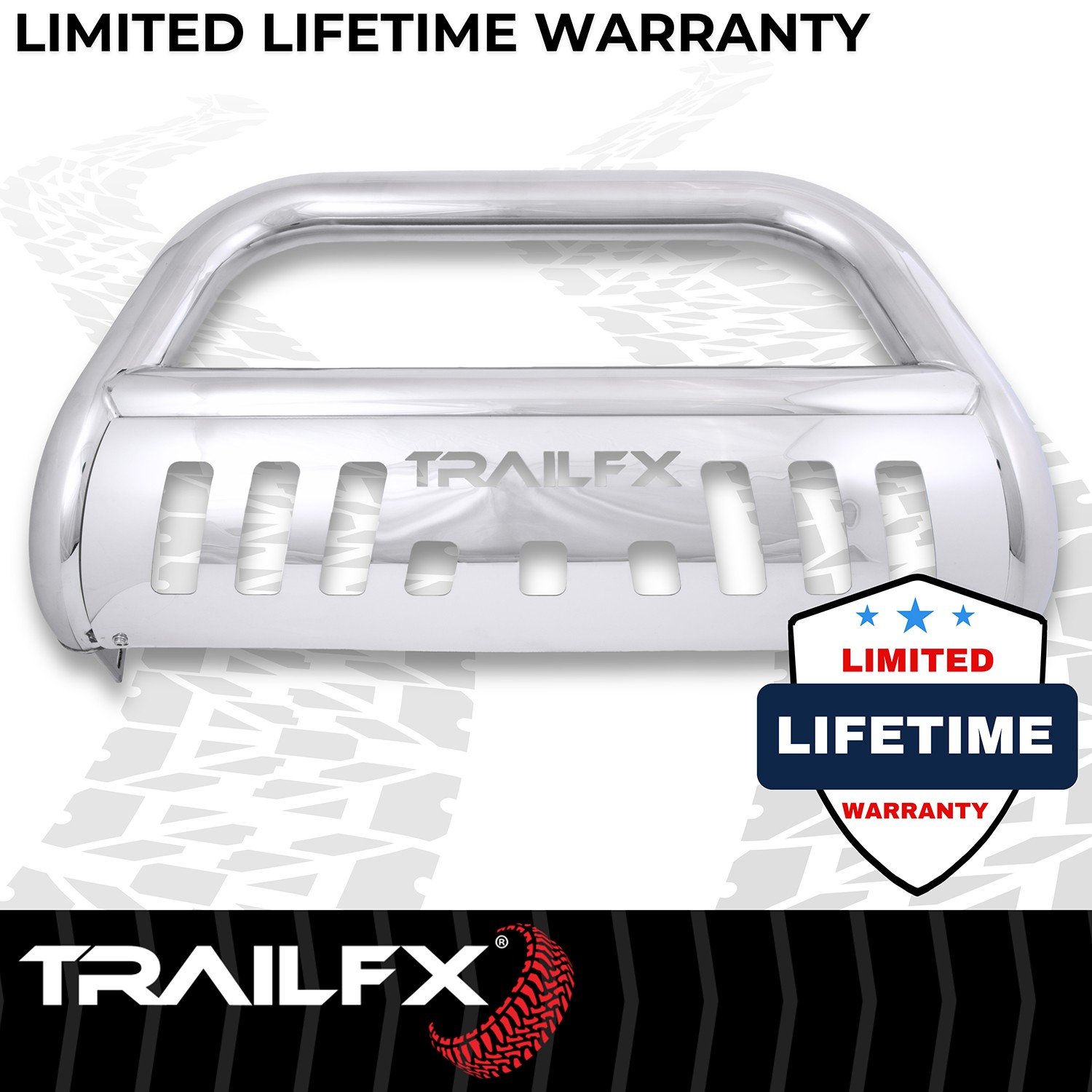 Stainless Steel 3-Inch Bull Bar for Trucks & SUVs with Skid Plate & Light Mounts