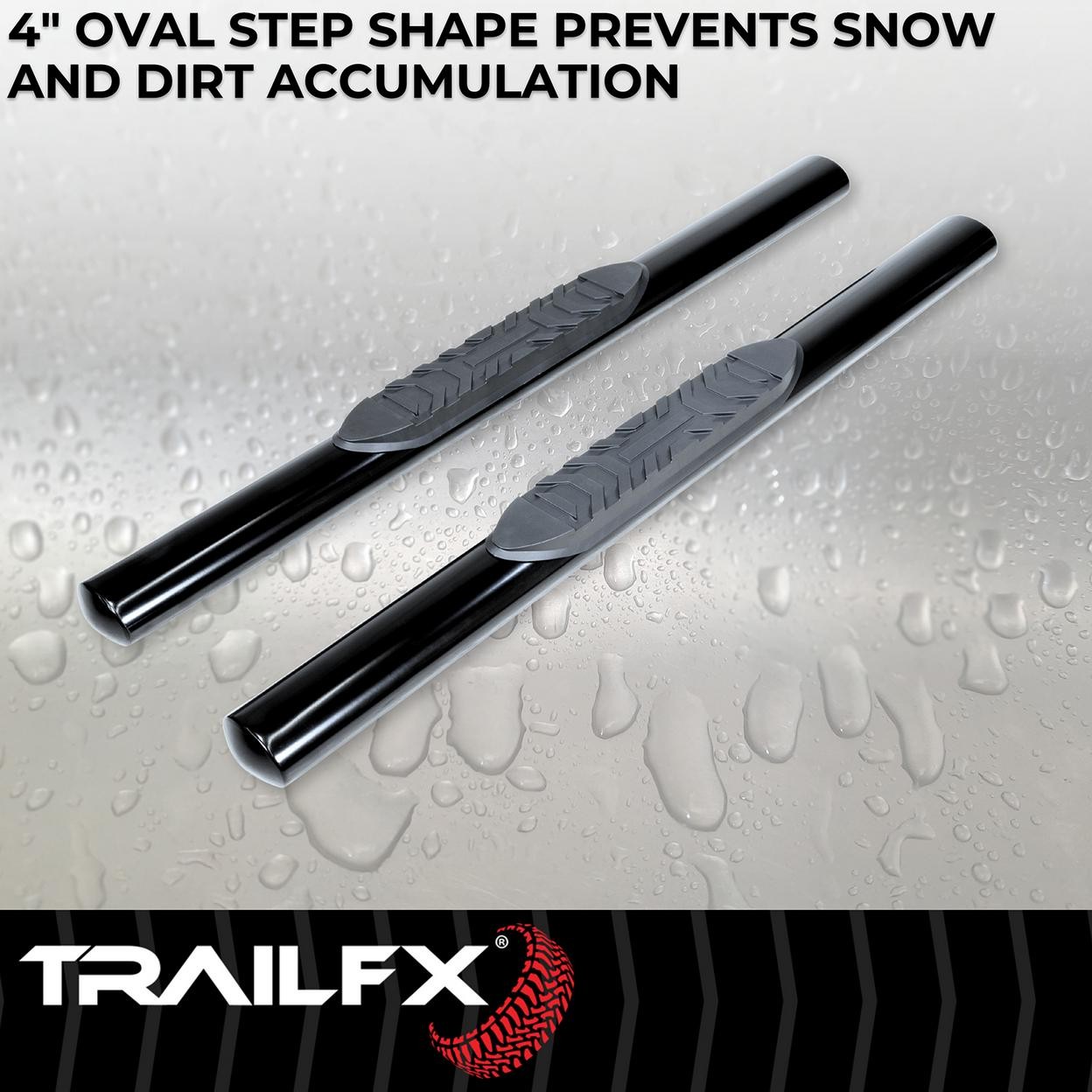 TrailFX A1511B 4 Inch Oval Straight Powder Coated Black Mild Steel Rocker Panel