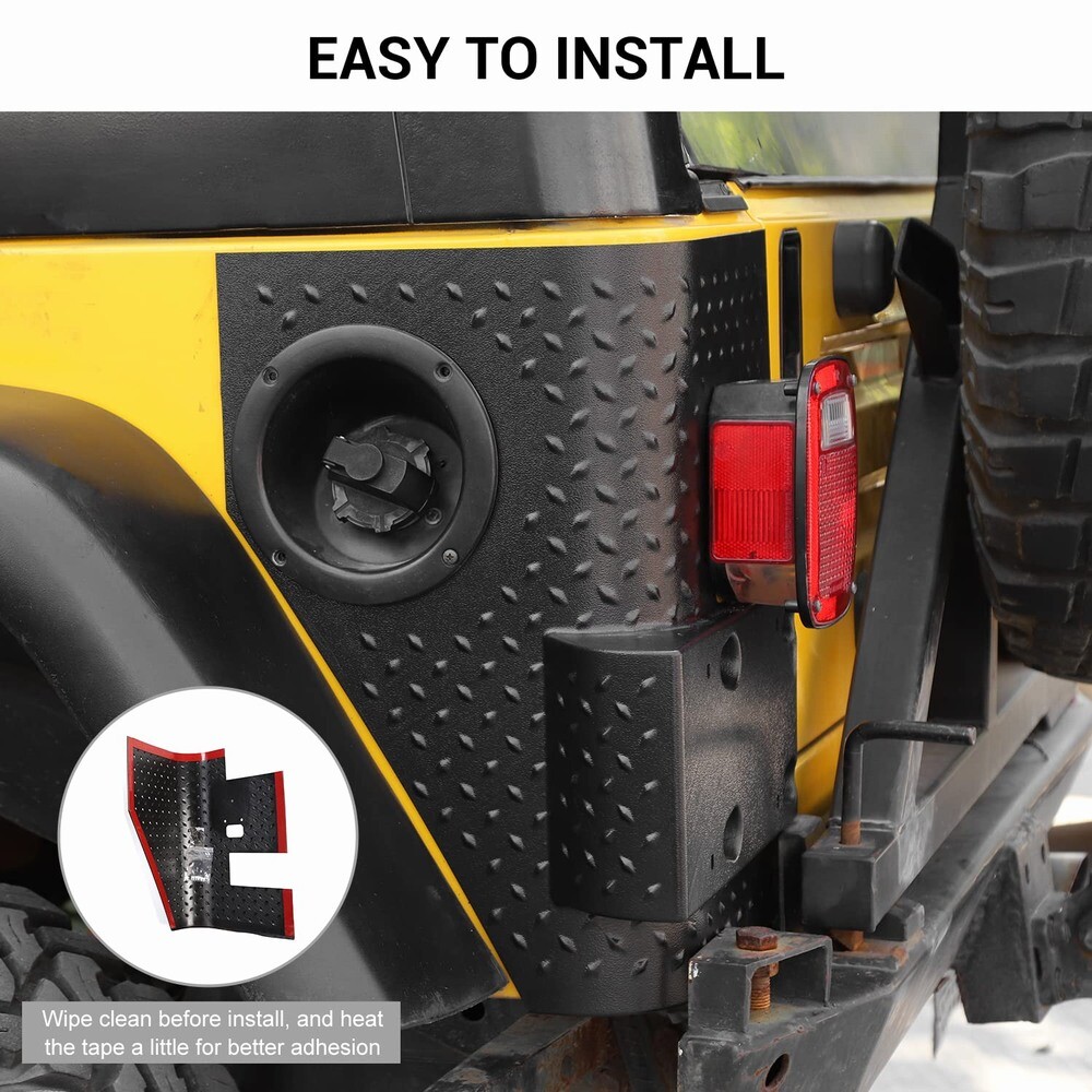 Set of 2 Rear Body Corner Guards Armors Kit Quarter Panel Fit Jeep Wrangler TJ