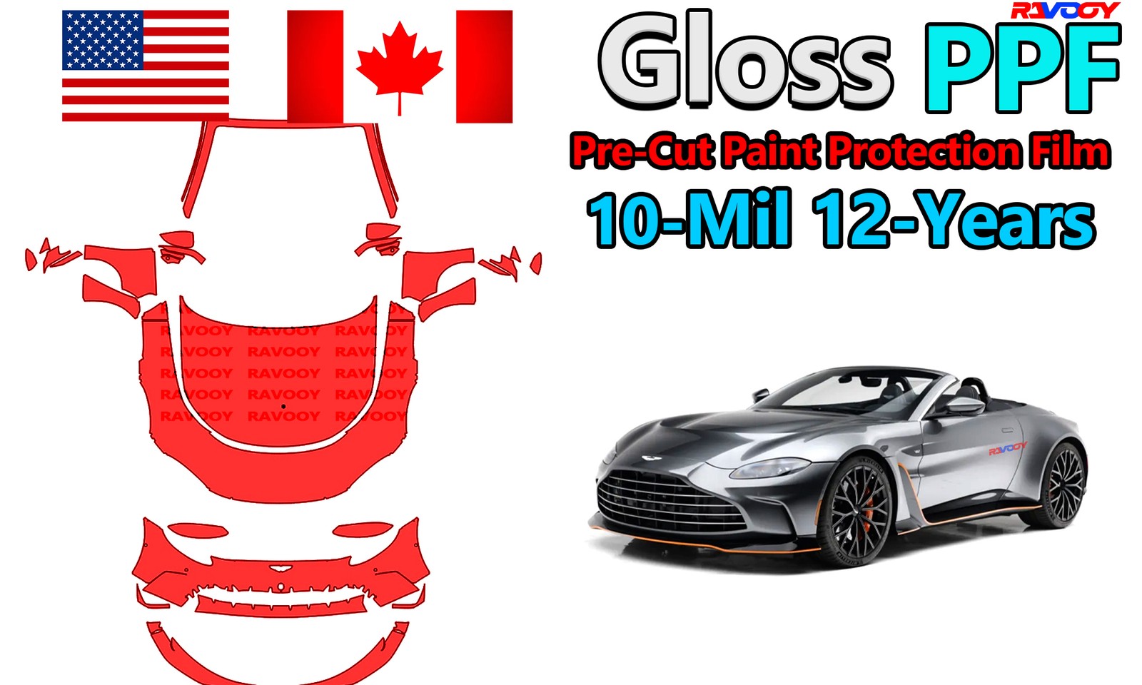 PreCut PPF Paint Protection Film For Aston Martin Vantage V12 Roadster 2023-2024