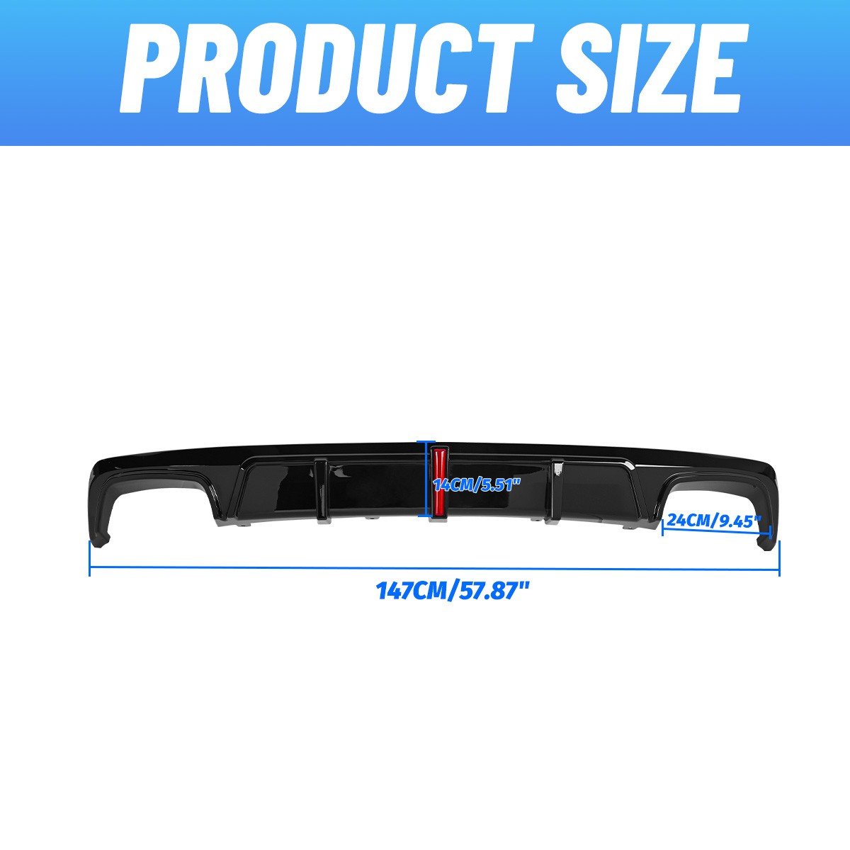 For BMW 5 Series G30 LCI 2021-23 Rear Bumper Diffuser Lip Splitter w/ LED light