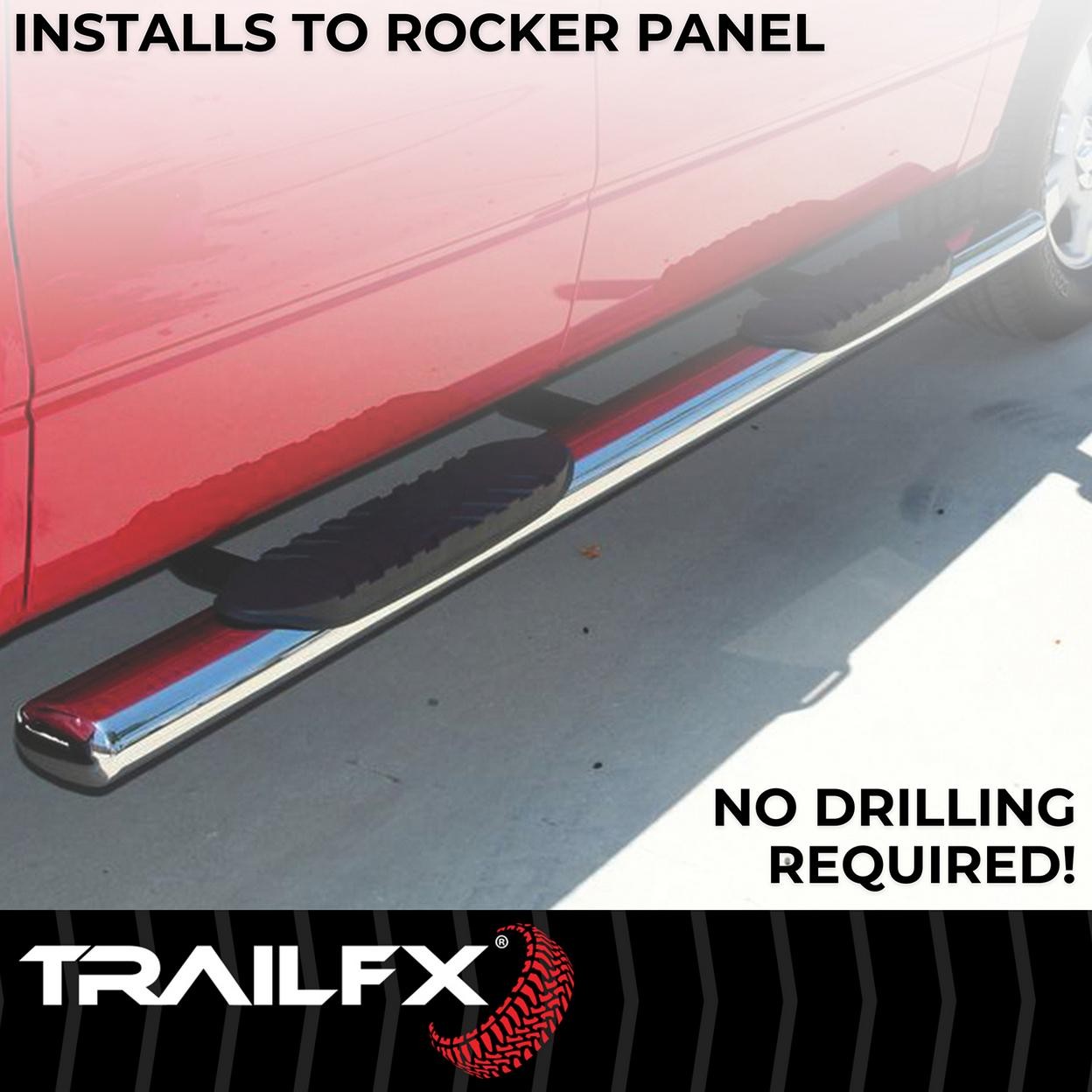 TrailFX A1530S 4 Inch Oval Straight Pol Stainless Steel Rocker Panel Mount