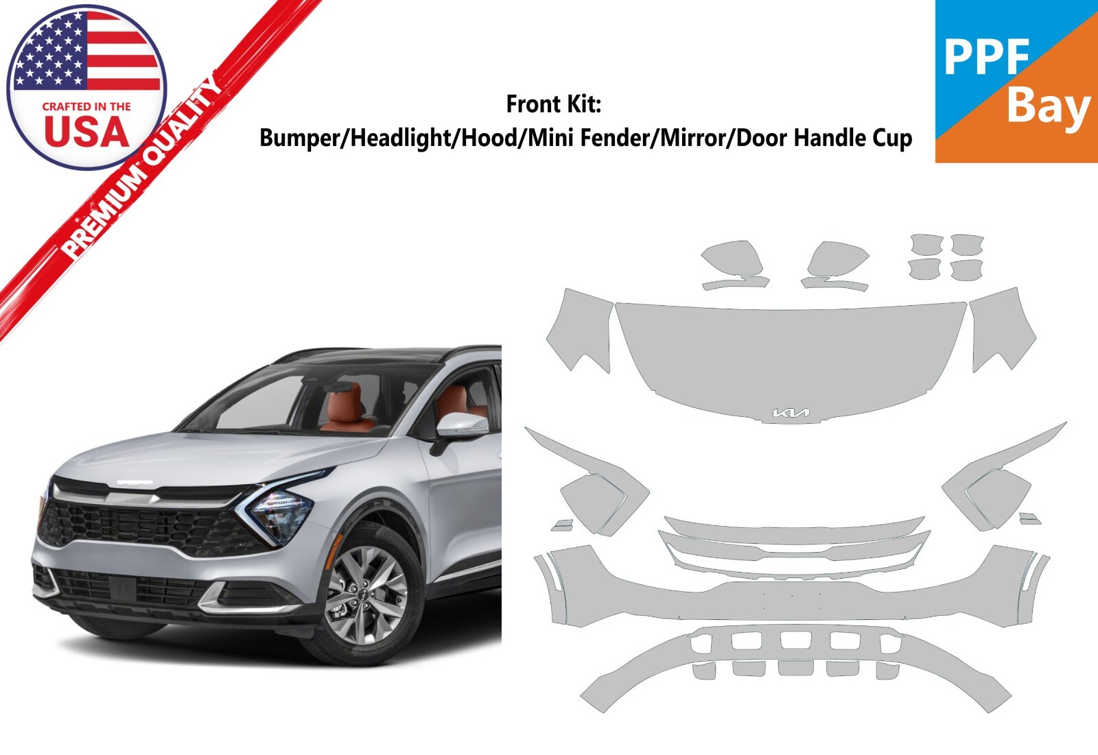 For KIA Sportage SX/SX Prestige 2023-2024 Front Paint Protection Film PreCut PPF