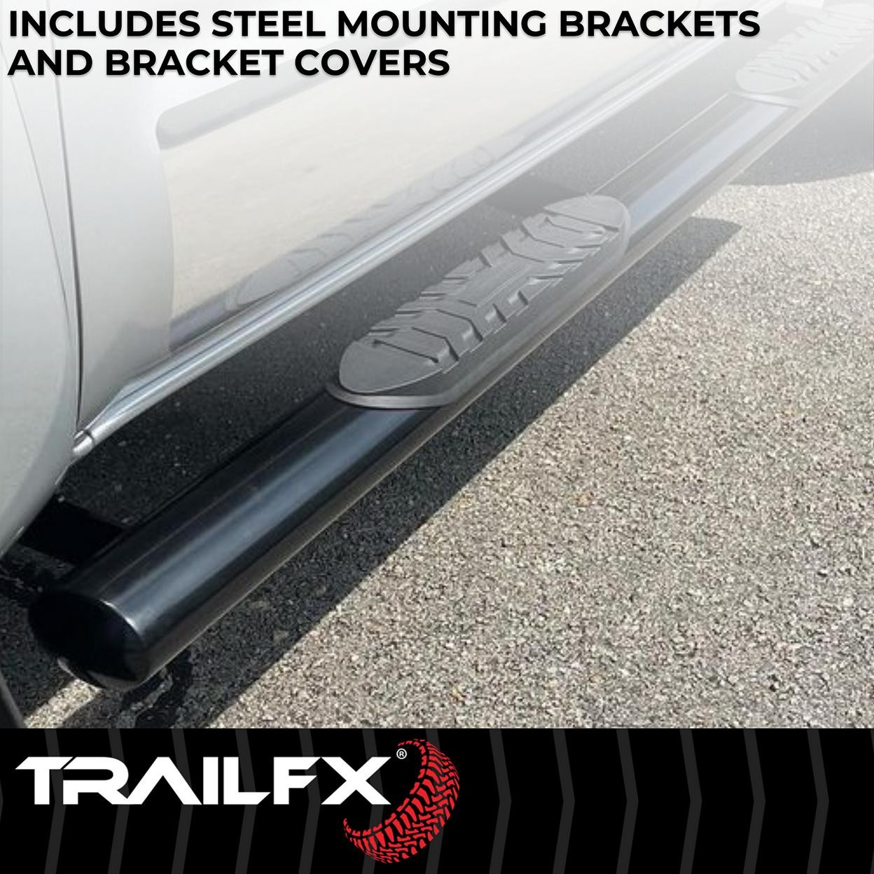 TrailFX A1513B 4 Inch Oval Straight Powder Coated Black Mild Steel Frame Body Mo