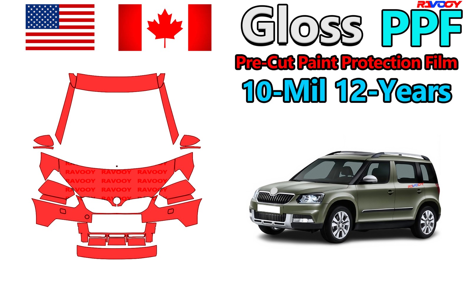 reCut PPF Paint Protection Film For Skoda Yeti Outdoor S-Elegance-SE 2014-2017