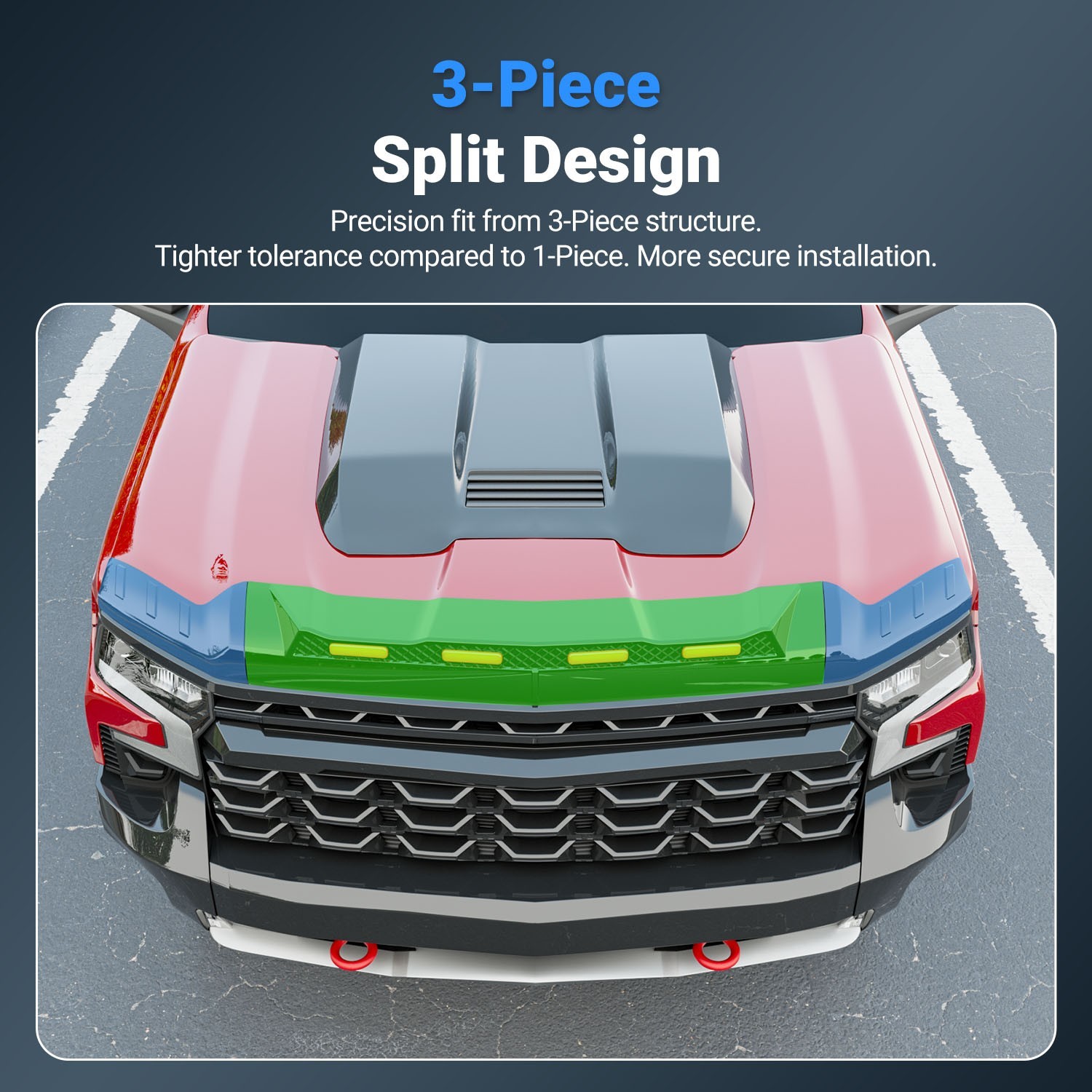 Hood Protector with LED Light For 2019-2024 Chevrolet Silverado ZR2 Deflector