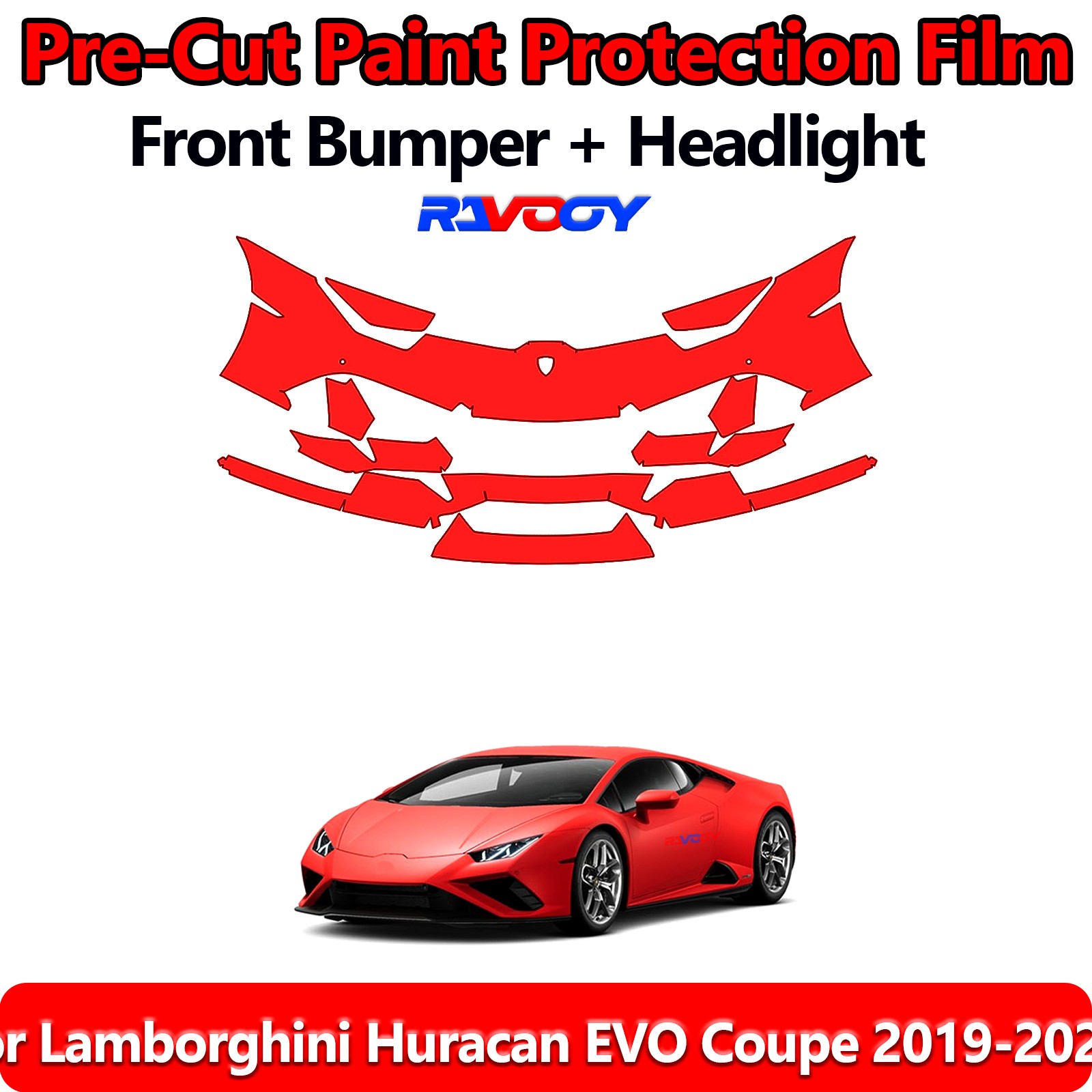 PreCut Front Bumper PPF Kit Film For Lamborghini Huracan EVO Coupe 2019-2023