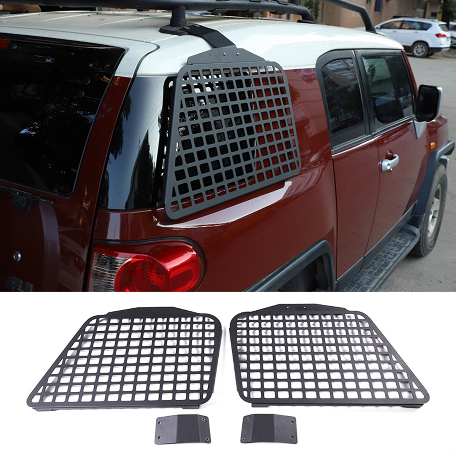 2pcs Side Window MOLLE Panel Guard Grille Bracket Fits Toyota FJ Cruiser 2007-14