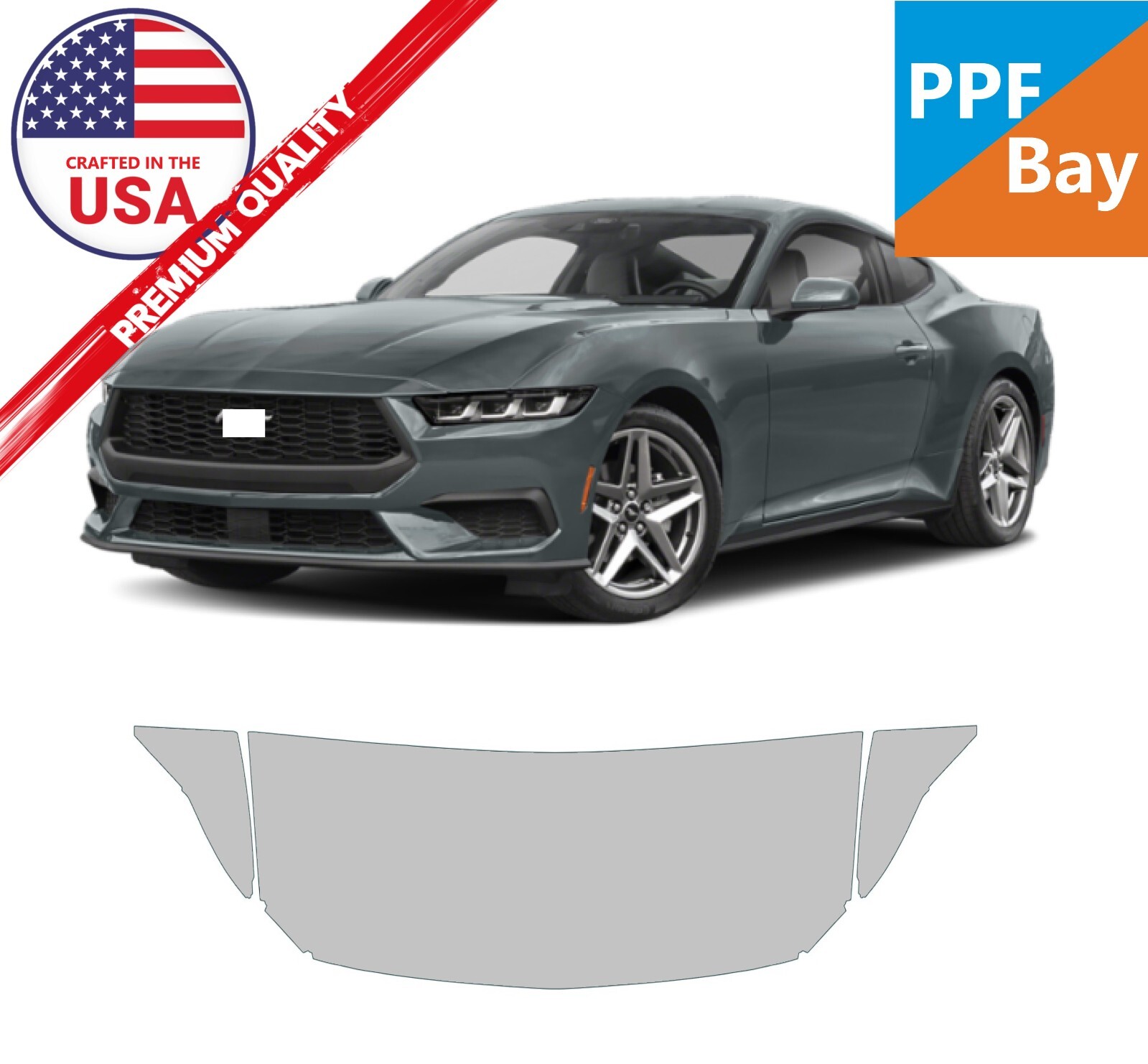 For Ford Mustang Ecob 2024-2025 Hood/Fender 24″ Paint Protection Film PreCut PPF