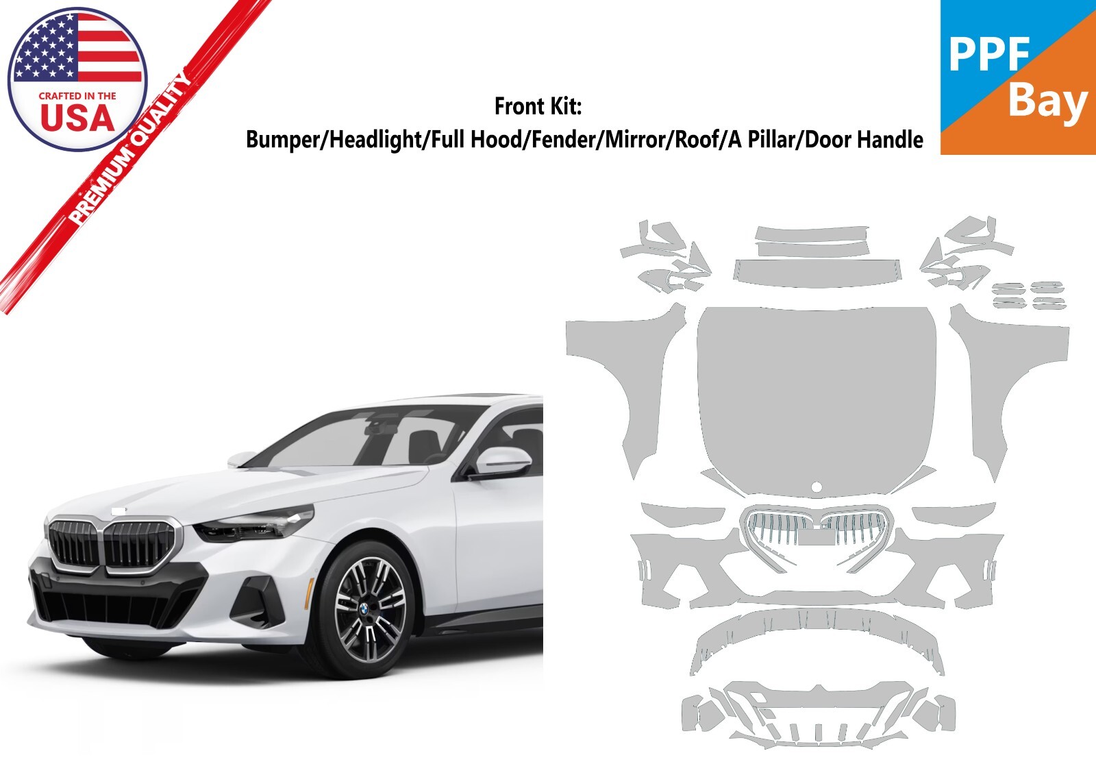 For BMW 5 Series M Sport 2024-2025 Front Paint Protection Film PreCut Kit PPF