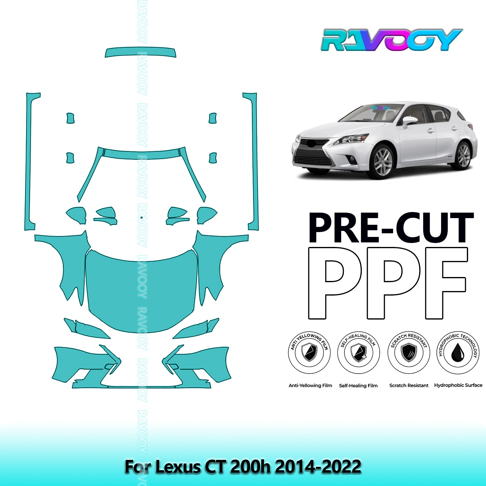 PreCut Paint Protection Film PPF For Lexus CT 200h 2014-2022