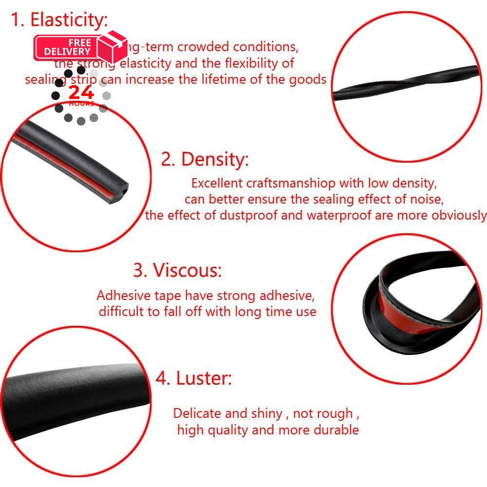 ESUPPORT 16ft 5M U Shape Car Door Moulding Rubber 5 inches x 1 inch, Red