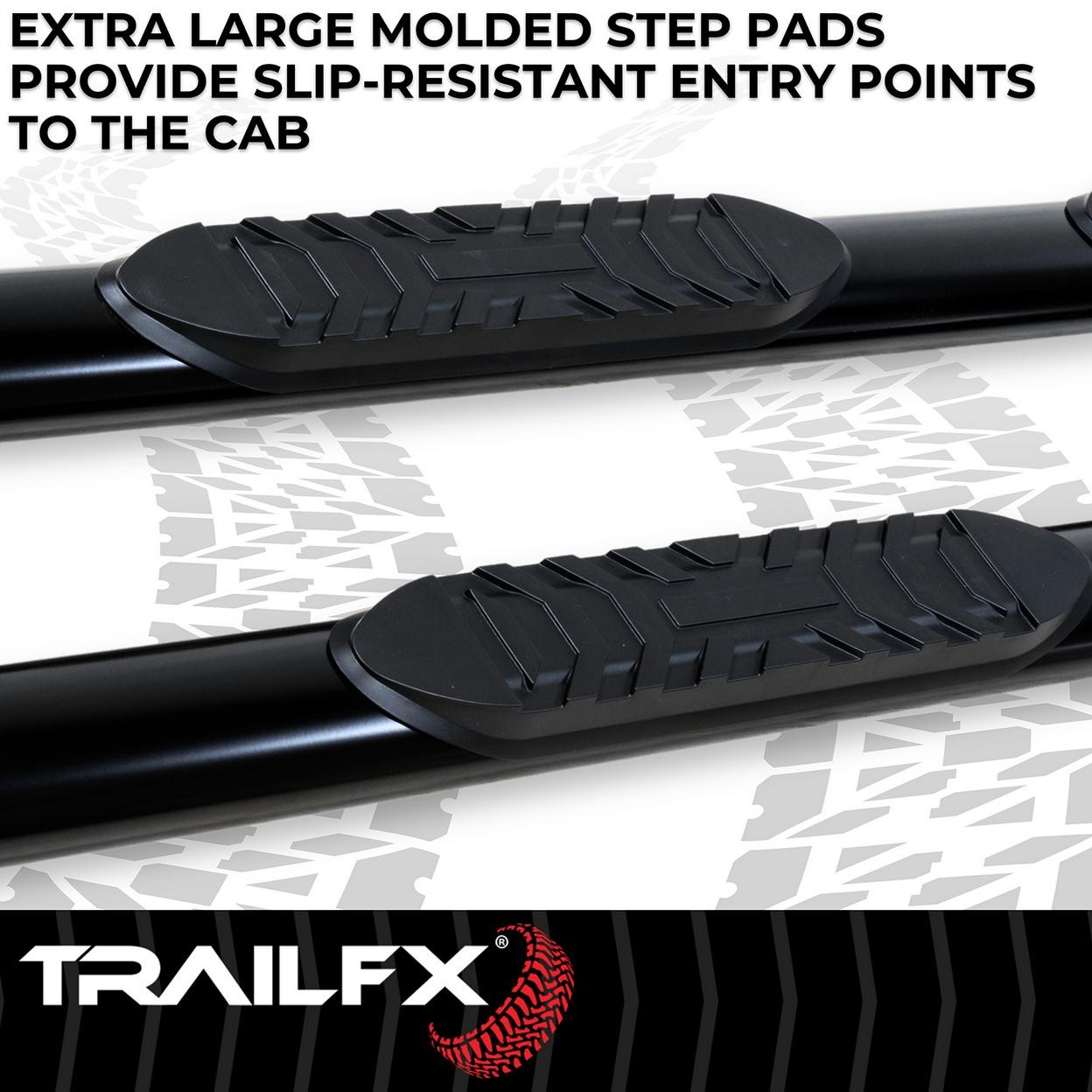 TrailFX A1525B 4 Inch Oval Straight Powder Coated Black Mild Steel Rocker Panel