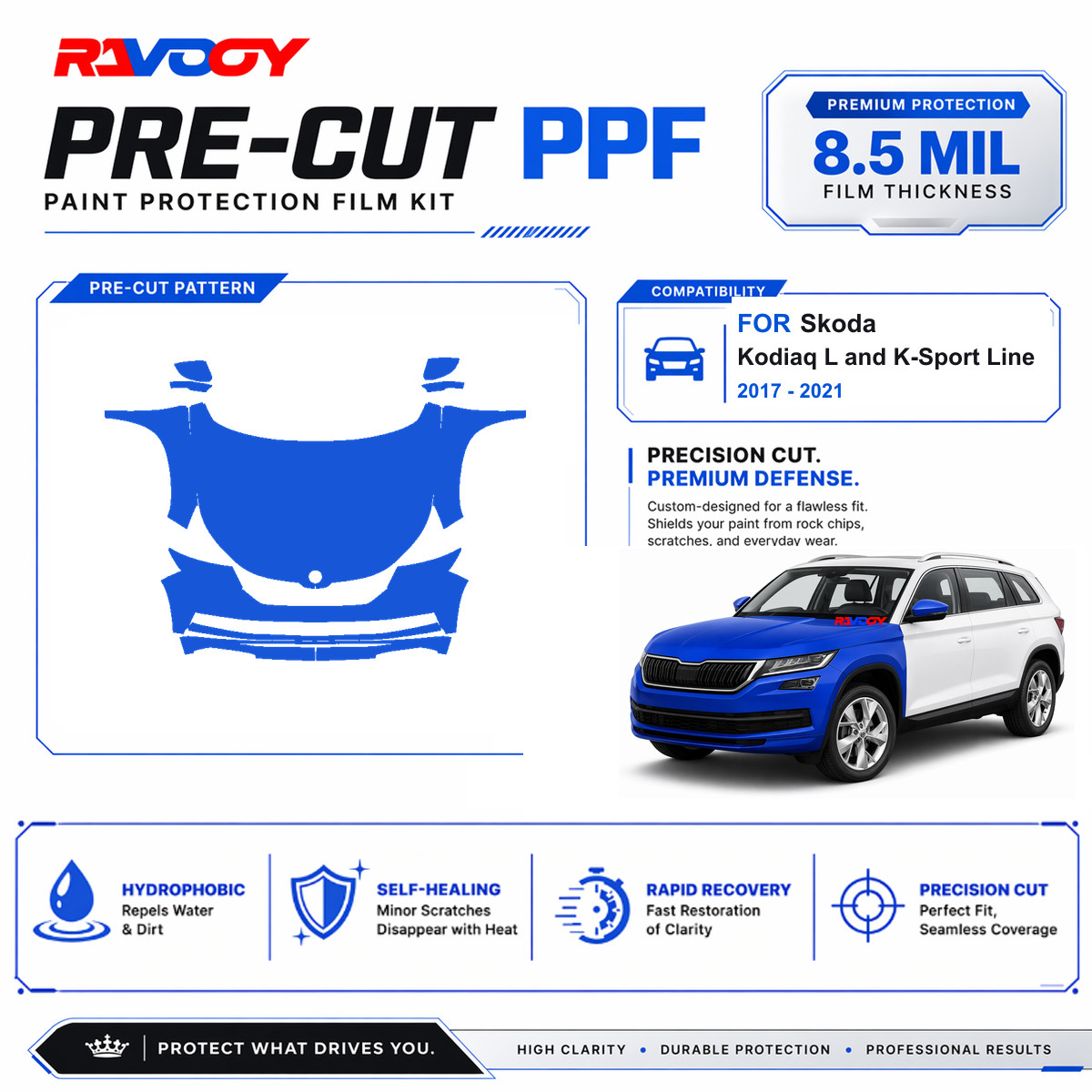 Precut PPF Clear Bra Kit For Skoda Kodiaq L and K-Sport Line 2017-2021
