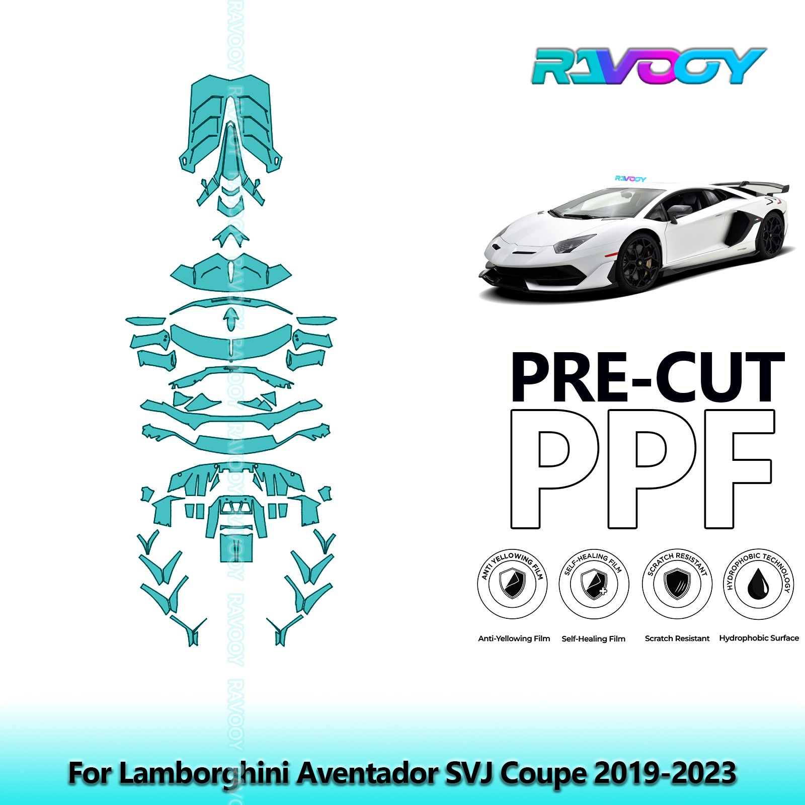 PreCut Paint Protection PPF Kit For Lamborghini Aventador SVJ Coupe 2019-2023