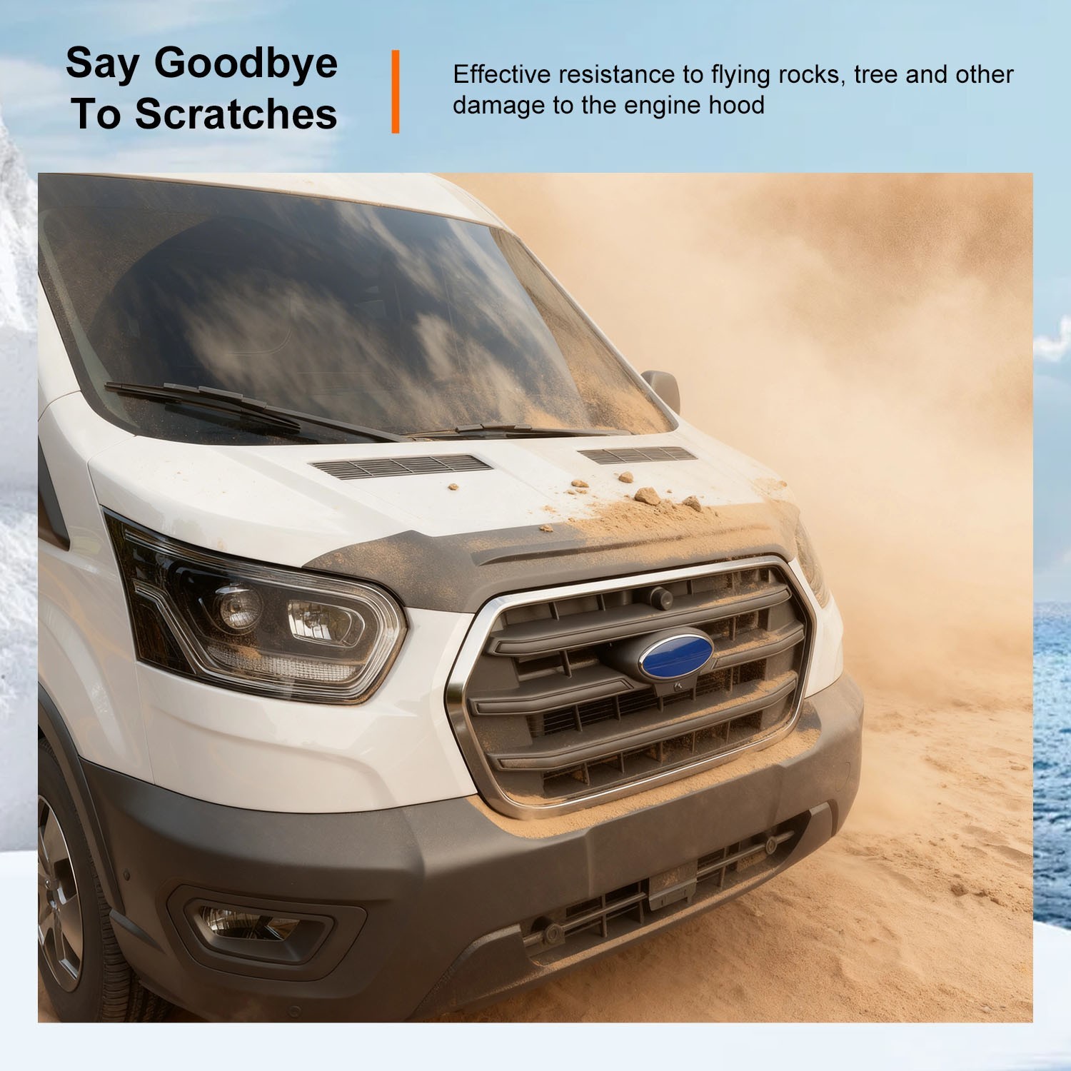 Hood Protector Fit 2021-2026 Ford Transit Updated 2020 Deflector Not for Connect