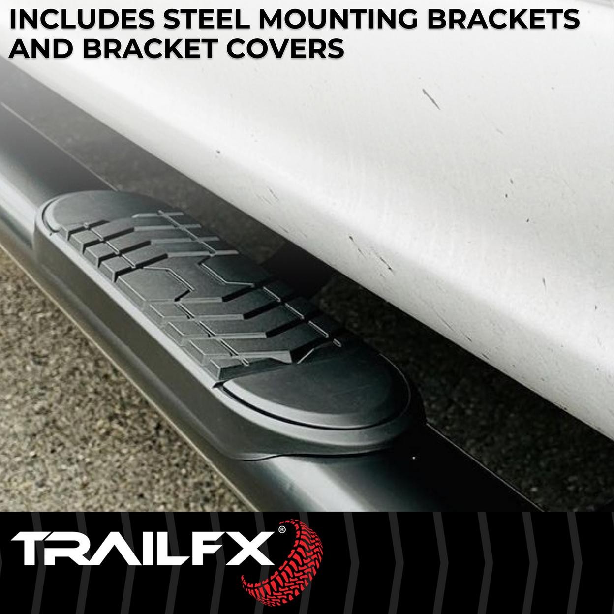 TrailFX A7067B 5 Inch Oval Bent Powder Coated Black Steel Rocker Panel Mount