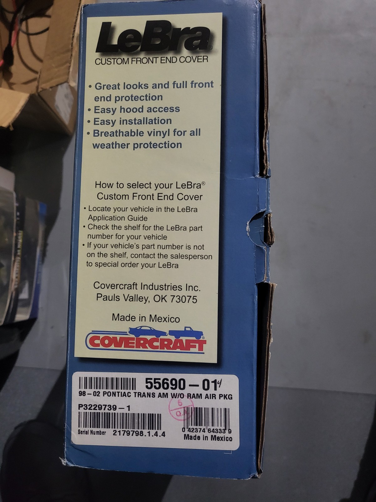 Lebra Front Bra For Pontiac Trans AM 1998-2002
