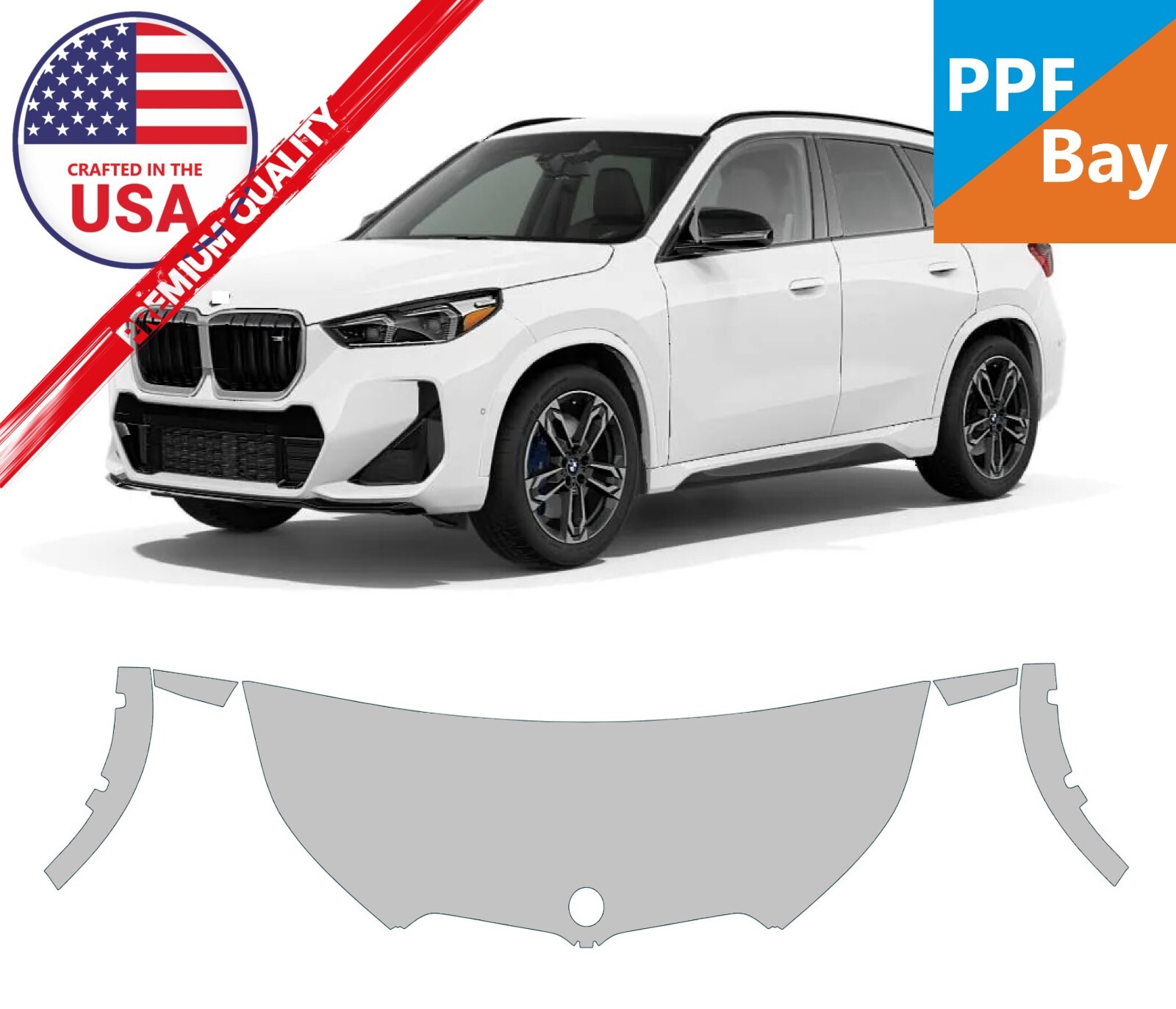 For BMW X1 2023-2025 Hood/Fender (24″) Paint Protection Film PreCutKit PPF