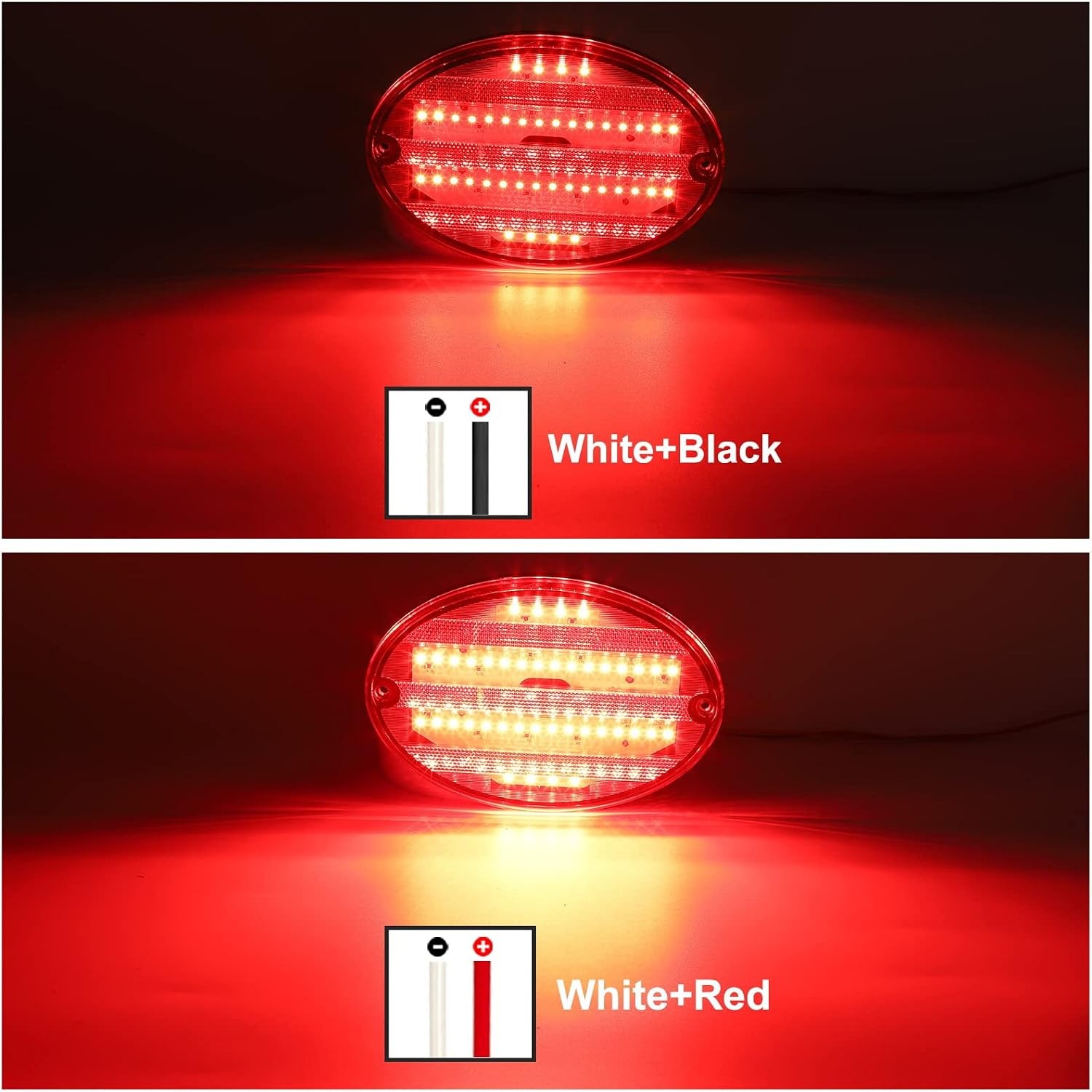 2Pcs 8.5 Oval LED Tail Lights Red 40LED Trailer RV Motorhome Airstream Surface M