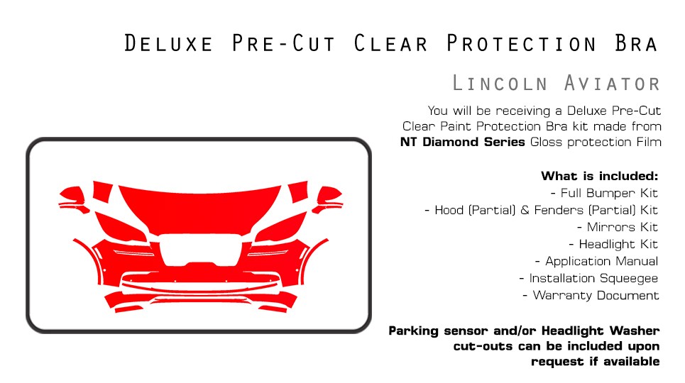 Lincoln Aviator 2020-2024 PreCut Paint Protection Film Clear Bra PPF Kit