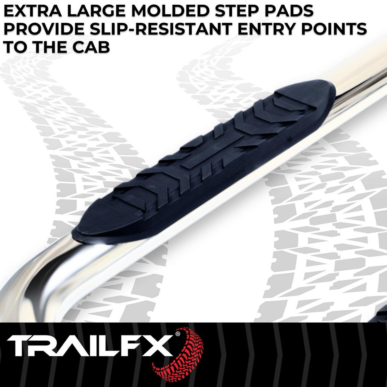 TrailFX A1010S With Step Pads 4 In Oval Bent Pol Stainless Steel With Welded End