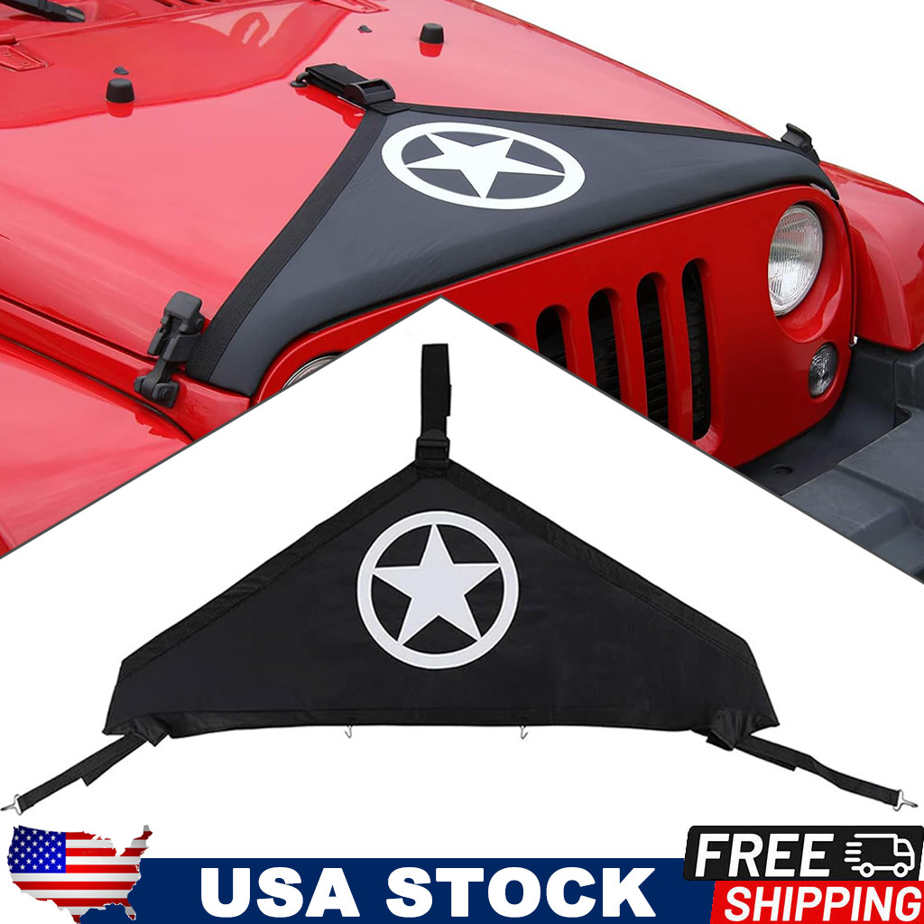 Front Hood Cover Bra Protector T-Style for Jeep Wrangler JK JKU 2007-2018 (Star)