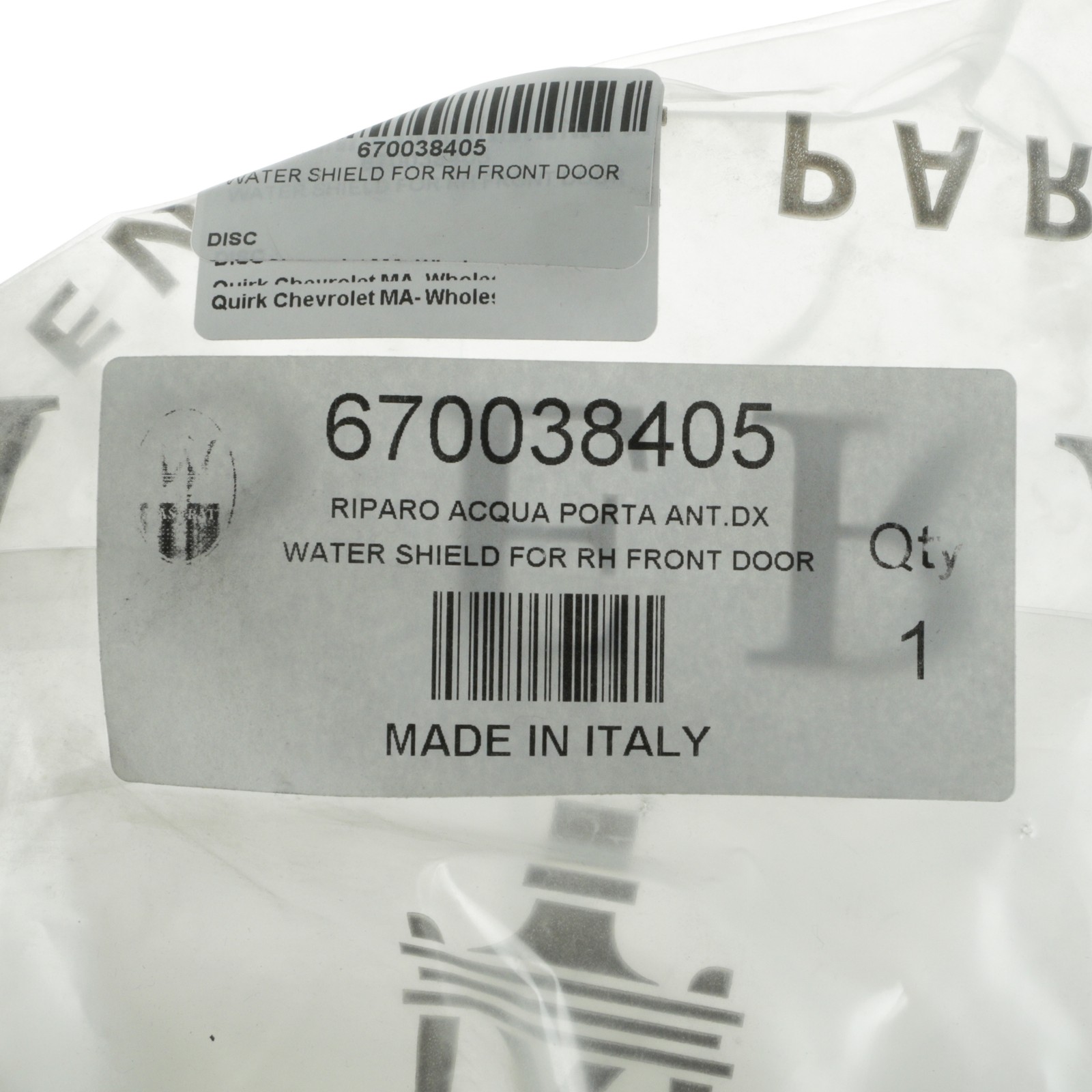 GENUINE MASERATI 14-18 QTP Ghibli Right Front Door Water Shield Panel 670038405