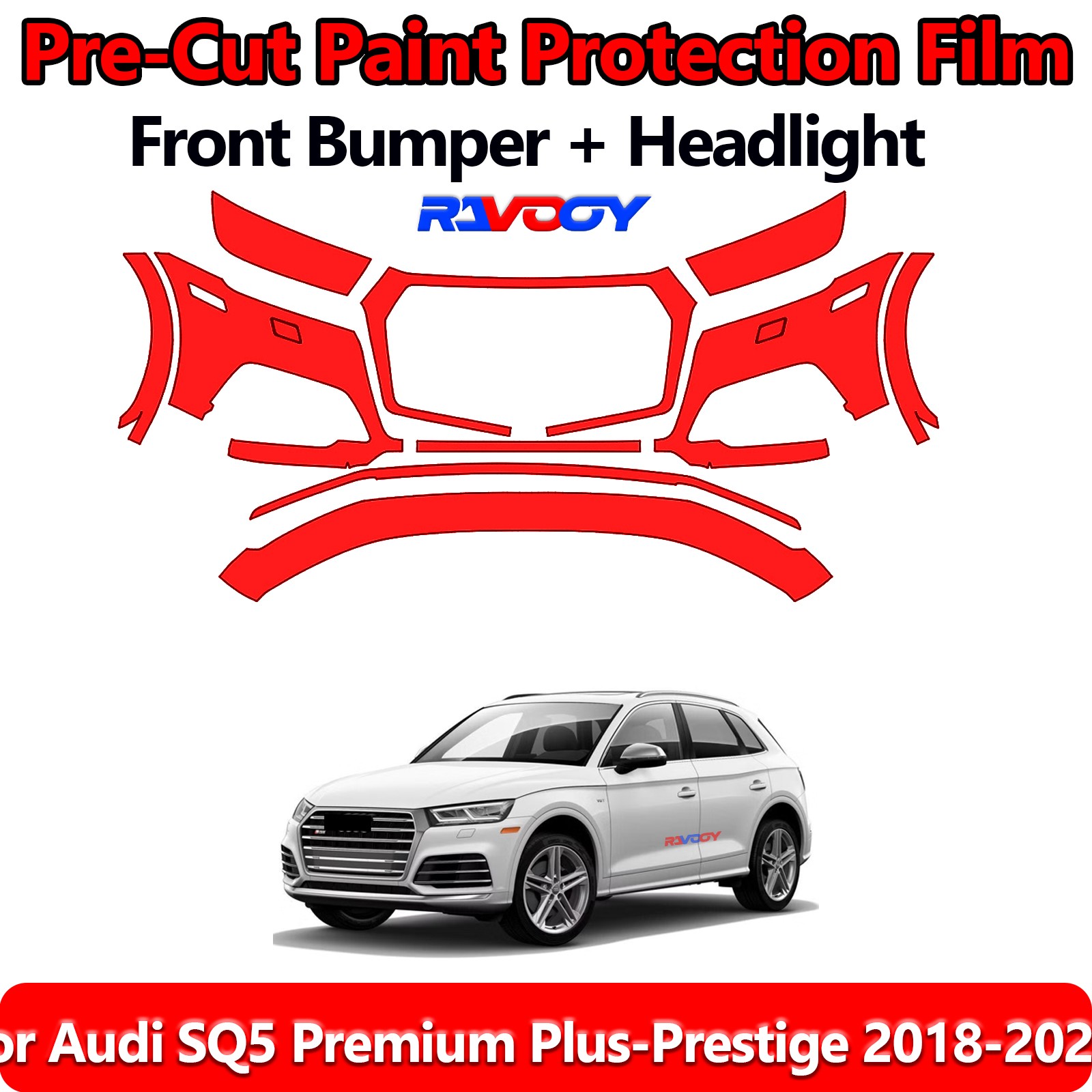 PreCut Front Bumper PPF Kit Film For Audi SQ5 Premium Plus-Prestige 2018-2020