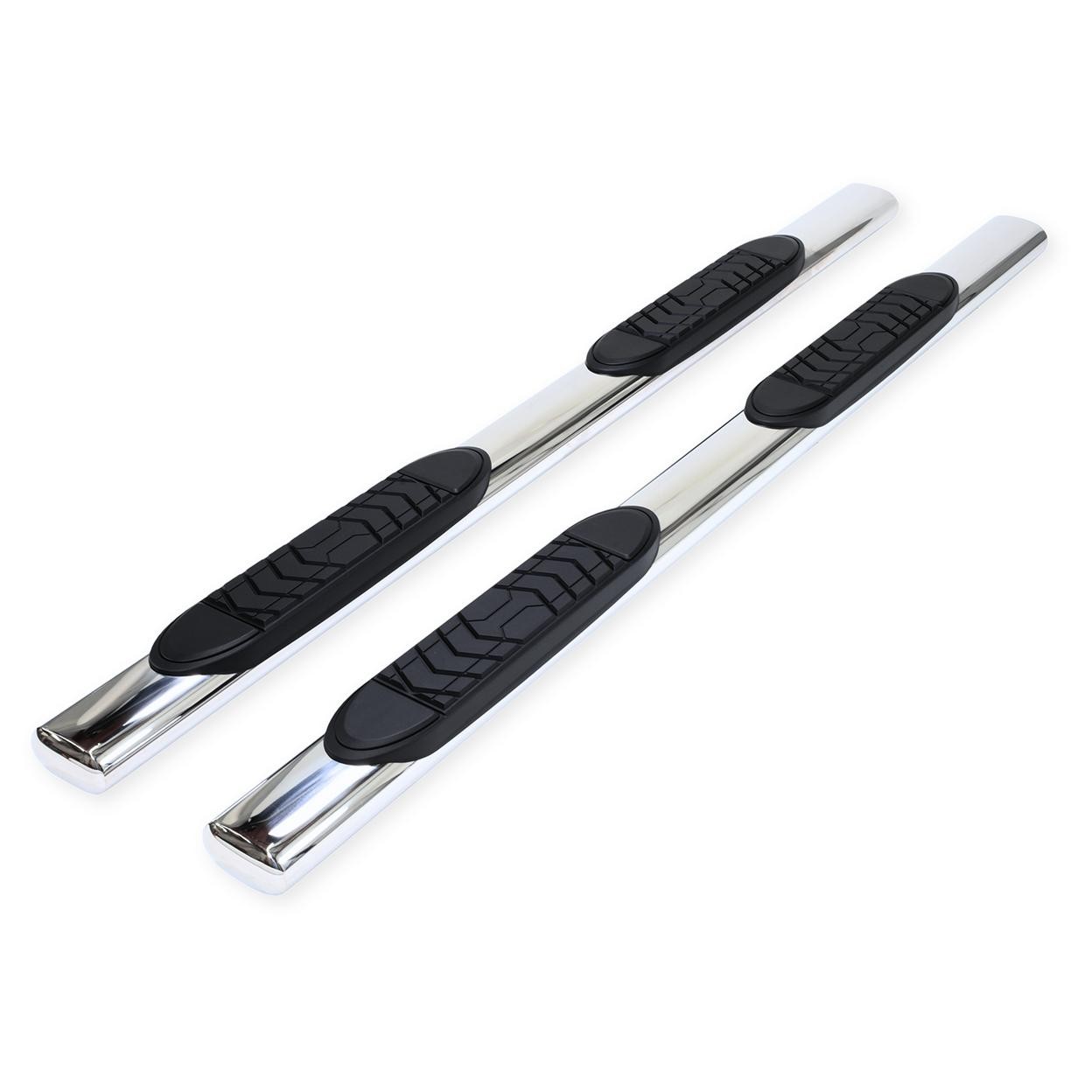 TrailFX A7037S 5 Inch Oval Straight Pol Stainless Steel Rocker Panel Mount