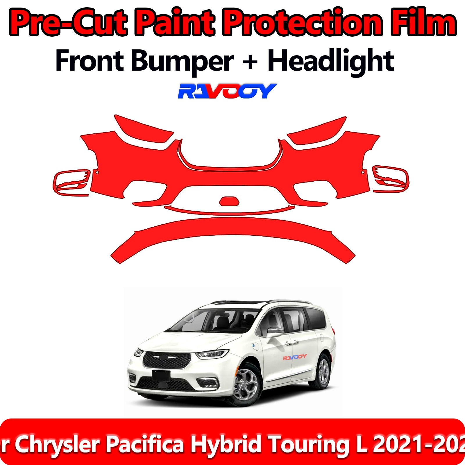 Front Bumper PPF Kit Film For Chrysler Pacifica Hybrid Touring L 2021-2026