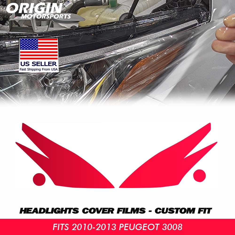 PreCut Headlights Protection Clear Covers Bra PPF For 2010-2013 Peugeot 3008