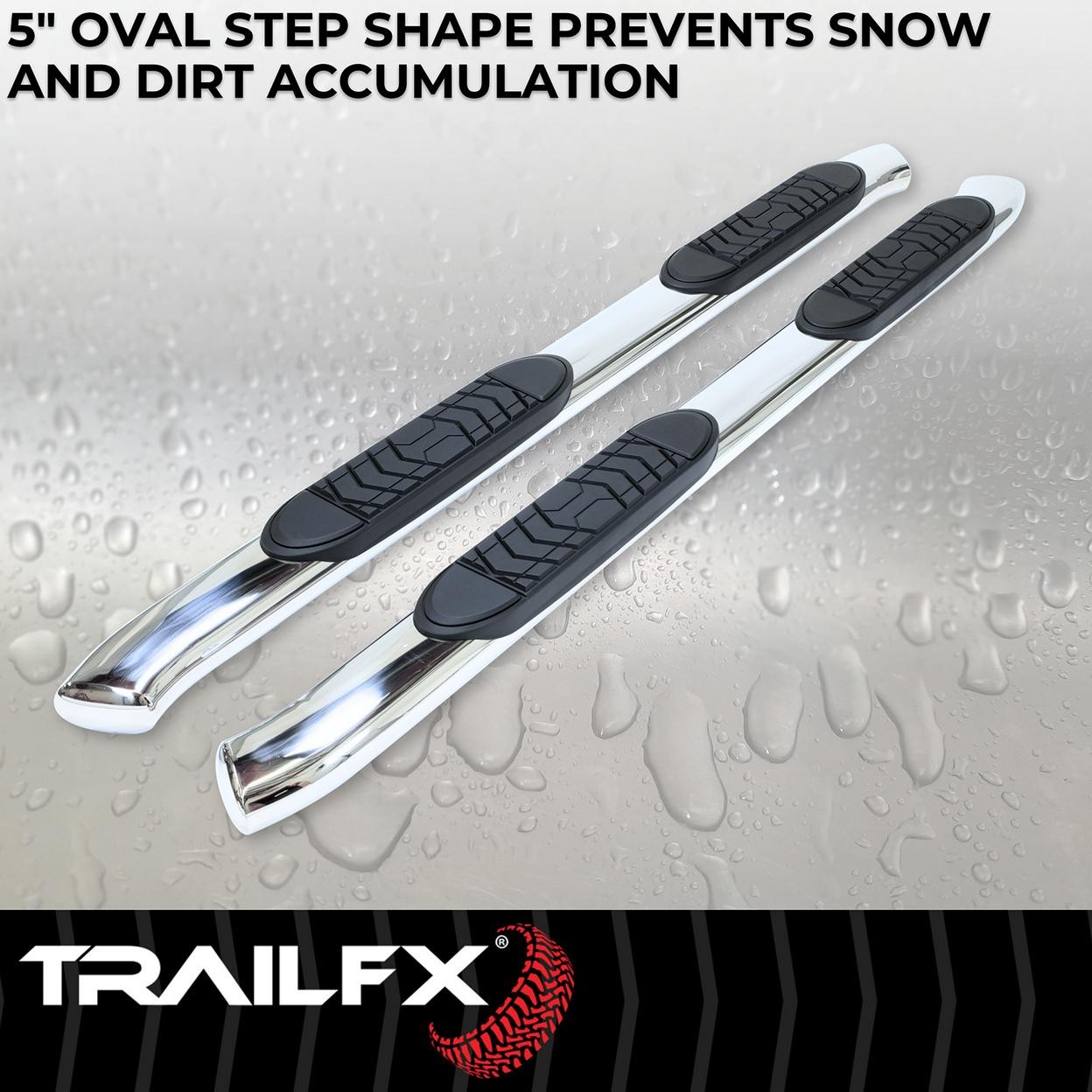TrailFX A7064S 5 Inch Oval Bent Pol Stainless Steel Rocker Panel Mount
