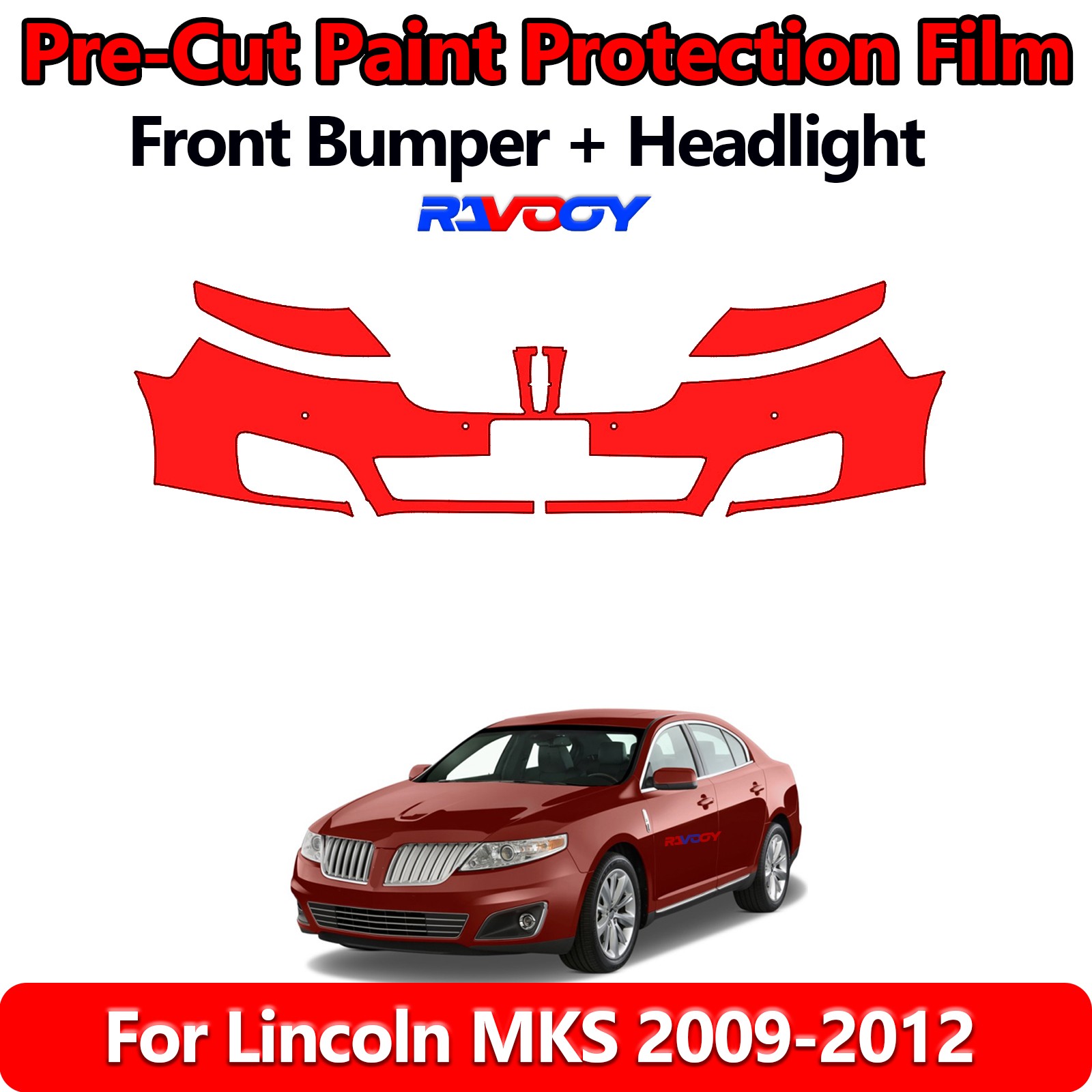 8.5Mil PreCut Front Bumper PPF Kit Film For Lincoln MKS 2009-2012