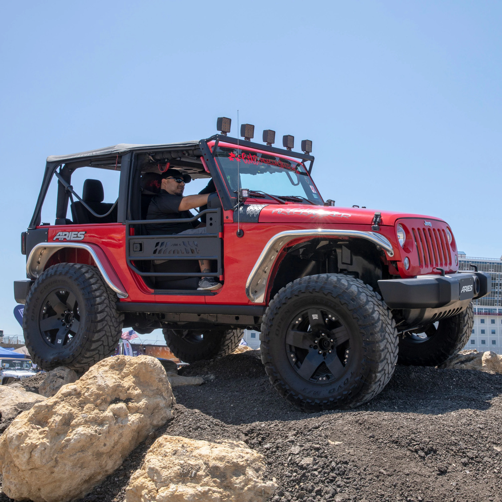 Aries Front Tubular Doors Textured Black Aluminum Set 2 for 07-18 Wrangler JK