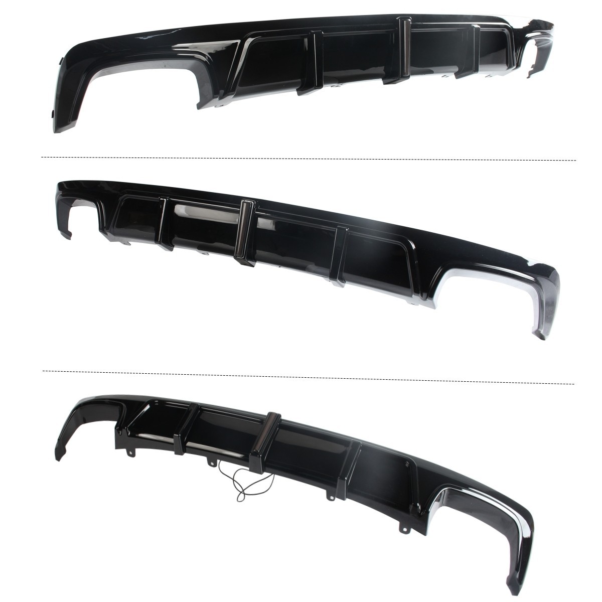 FOR 2021-2023 BMW 5 SERIES G30 LCI 530I 540I BASE REAR DIFFUSER LED GLOSS BLACK