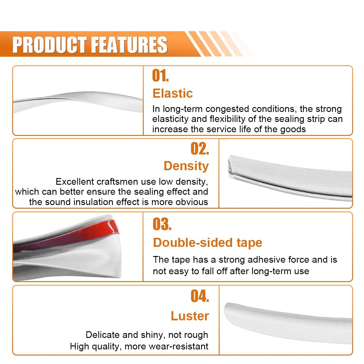 16Ft/5M Car Door Edge Guards, U Shape Trim 19.68 inch, White