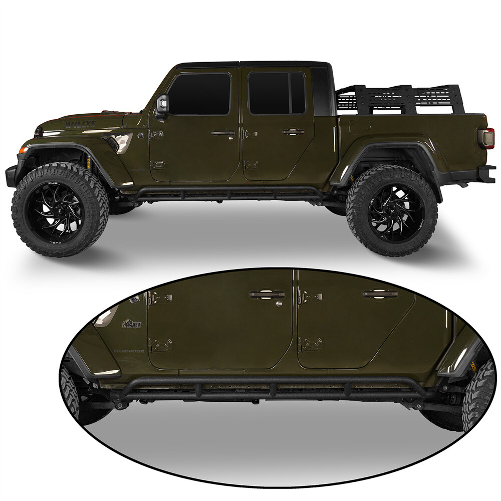 Fit 2020-2026 Jeep Gladiator JT Body Side Armor Tube Slider Rocker Guard Protect