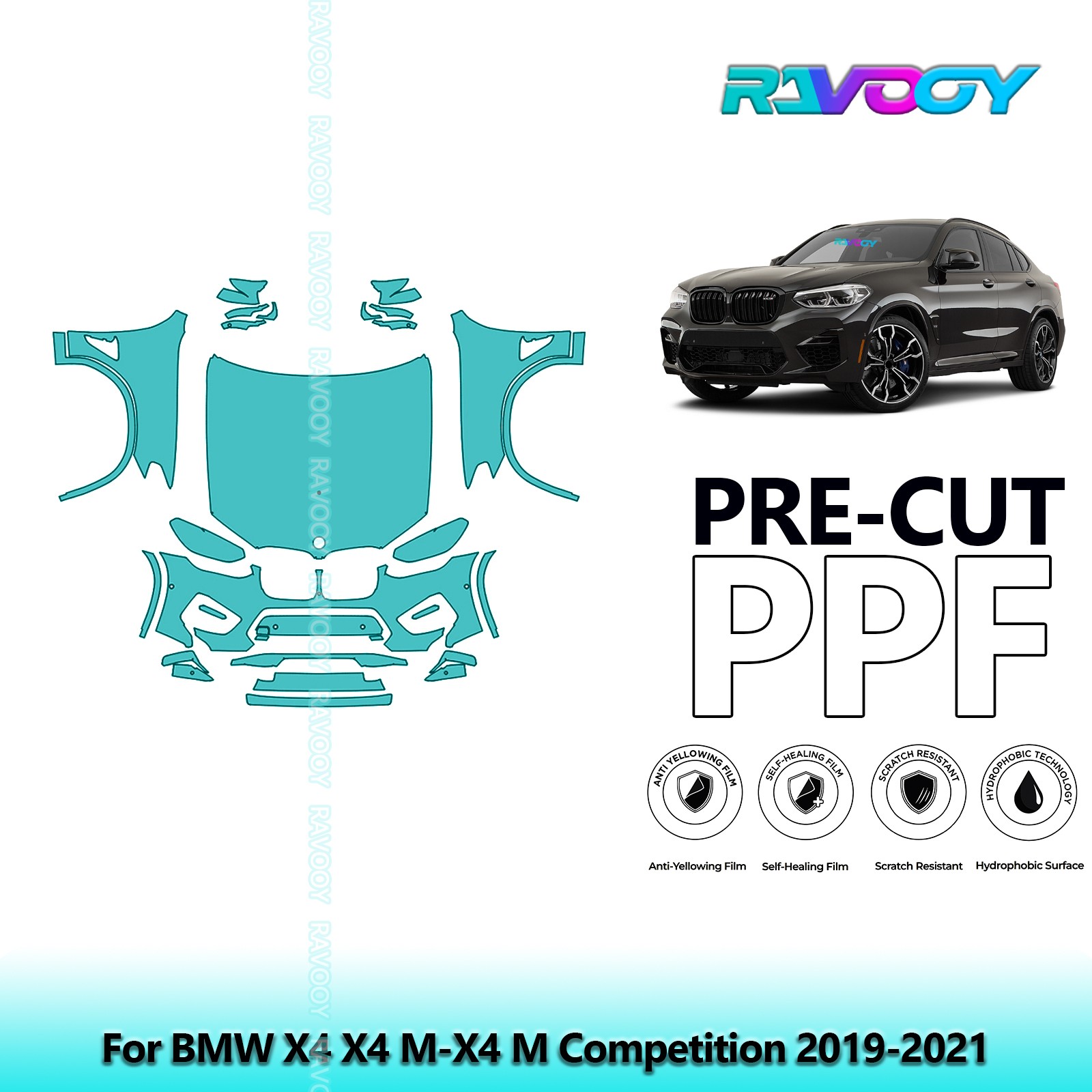 PreCut Paint Protection PPF Kit For BMW X4 X4 M-X4 M Competition 2019-2021