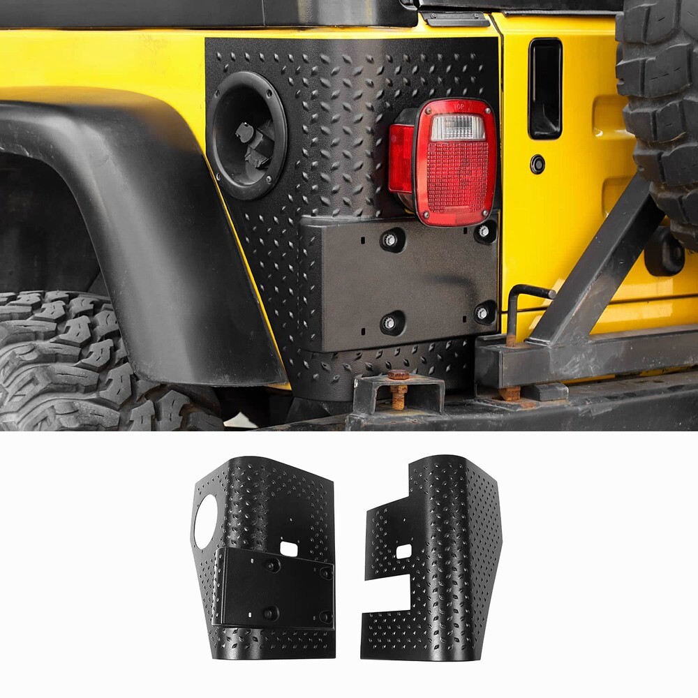 Set of 2 Rear Body Corner Guards Armors Kit Quarter Panel Fit Jeep Wrangler TJ