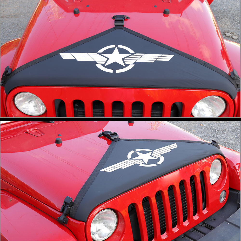 Front Hood Cover Bra Protector Cover T-Style For Jeep Wrangler JK Rubicon Sahara