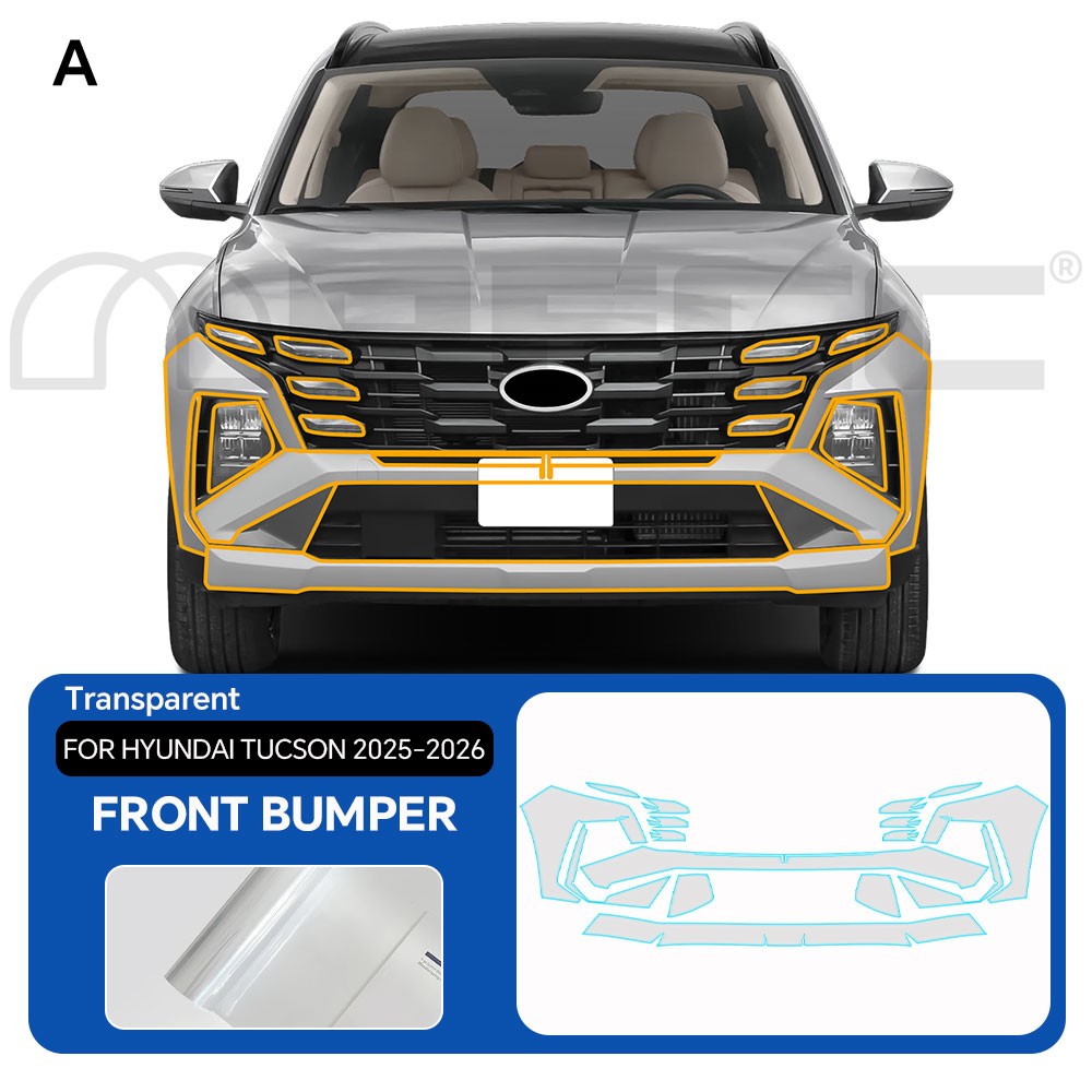 Front Bumper For Hyundai Tucson 2025-2026 Precut Paint Protection Film Gloss PPF