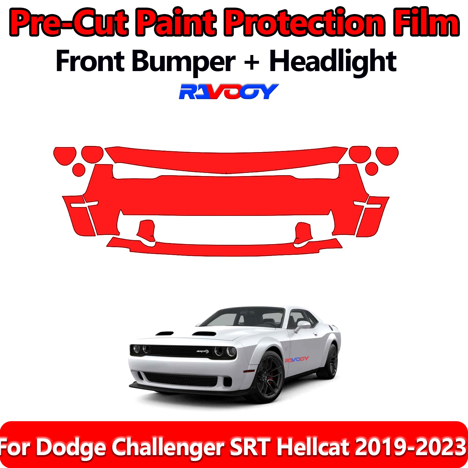 PreCut Front Bumper PPF Kit Film For Dodge Challenger SRT Hellcat 2019-2023