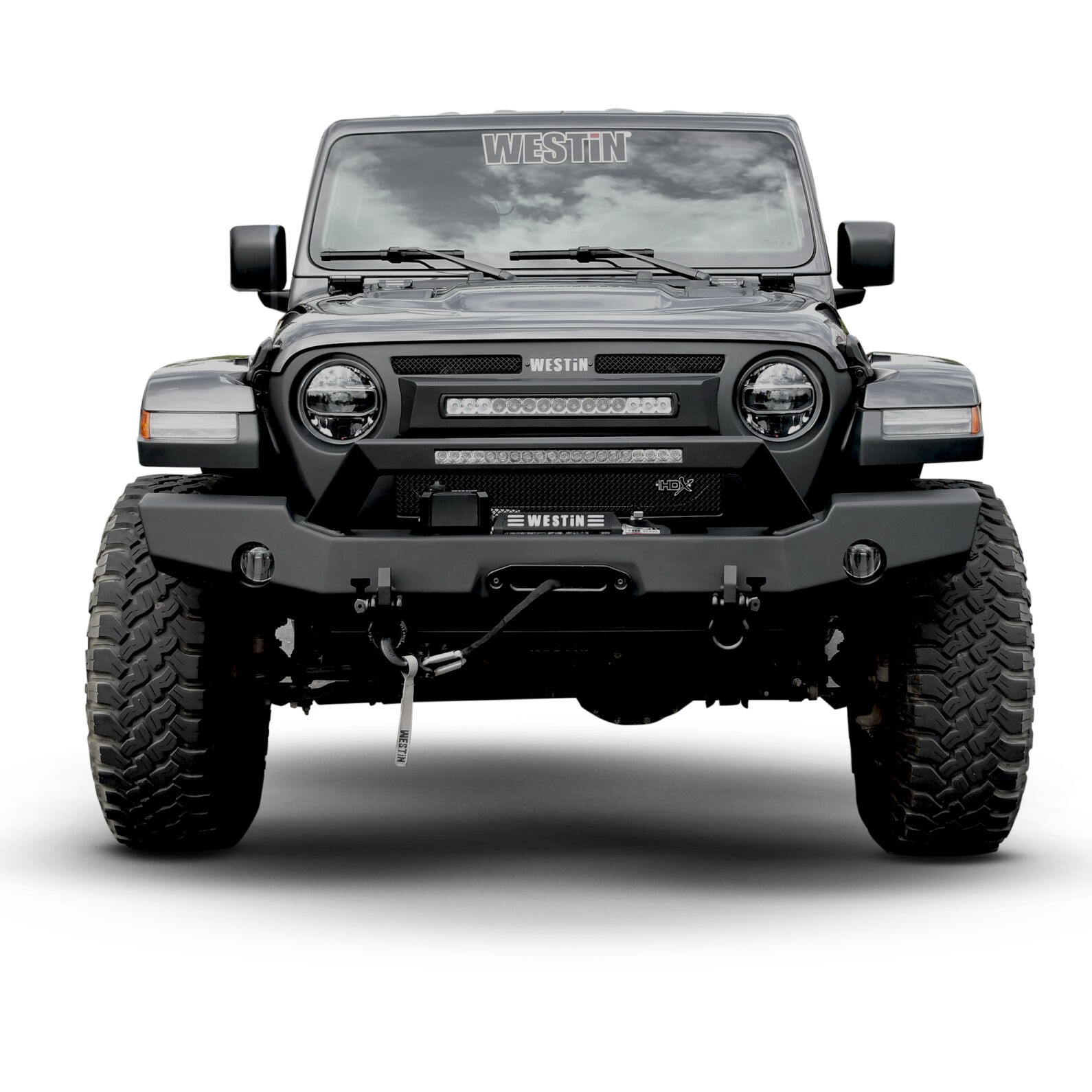 Westin WJ2 Full Width Front Bumper w/ LED Light Cut-Out Black 59-80125
