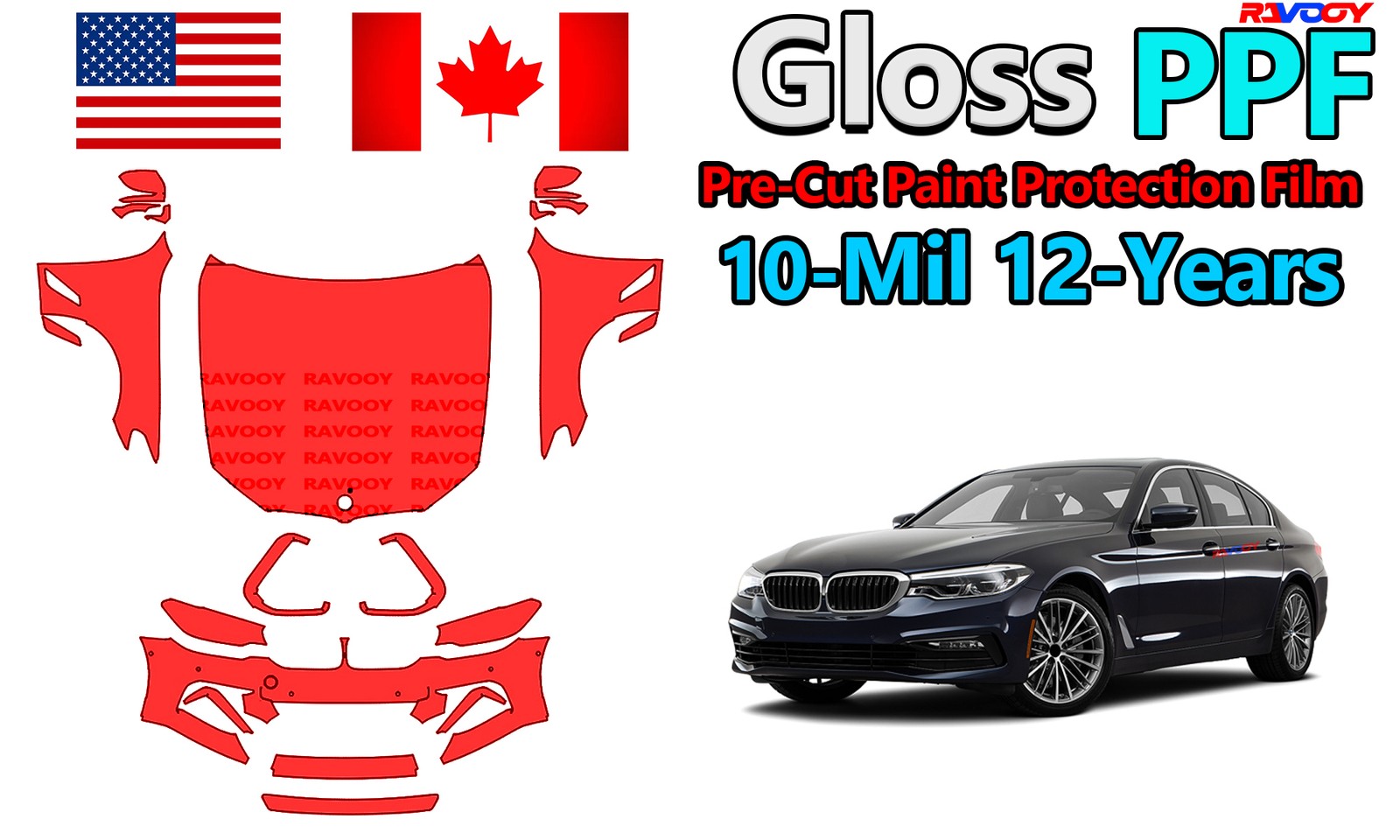PPF Paint Protection Film For BMW 5 Series 540i M-Sport-530i Sedan 2017-2020