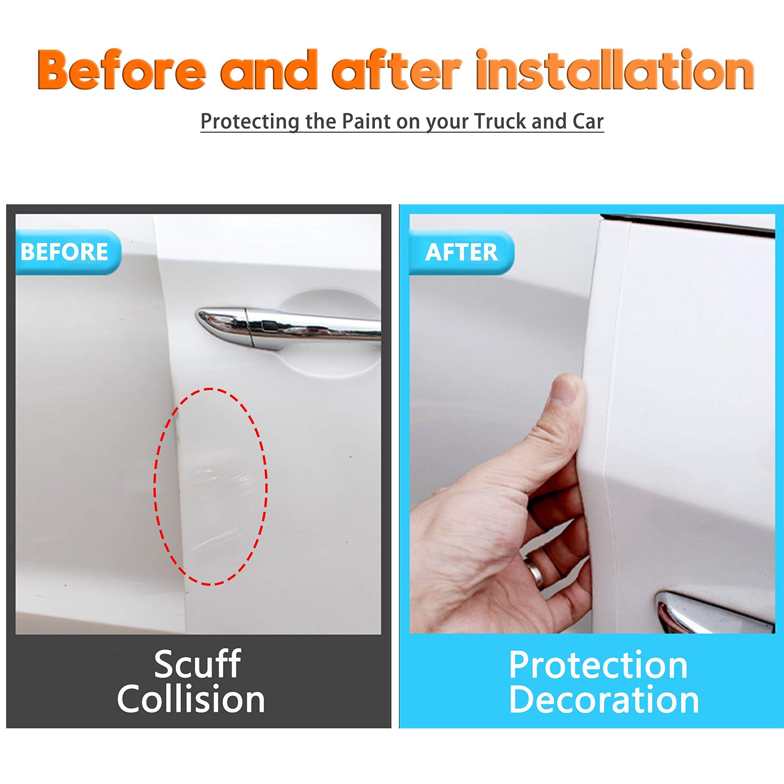 Universal Car Door’s Collision-Proof Strips 33Ft x 2.8In, Transparent