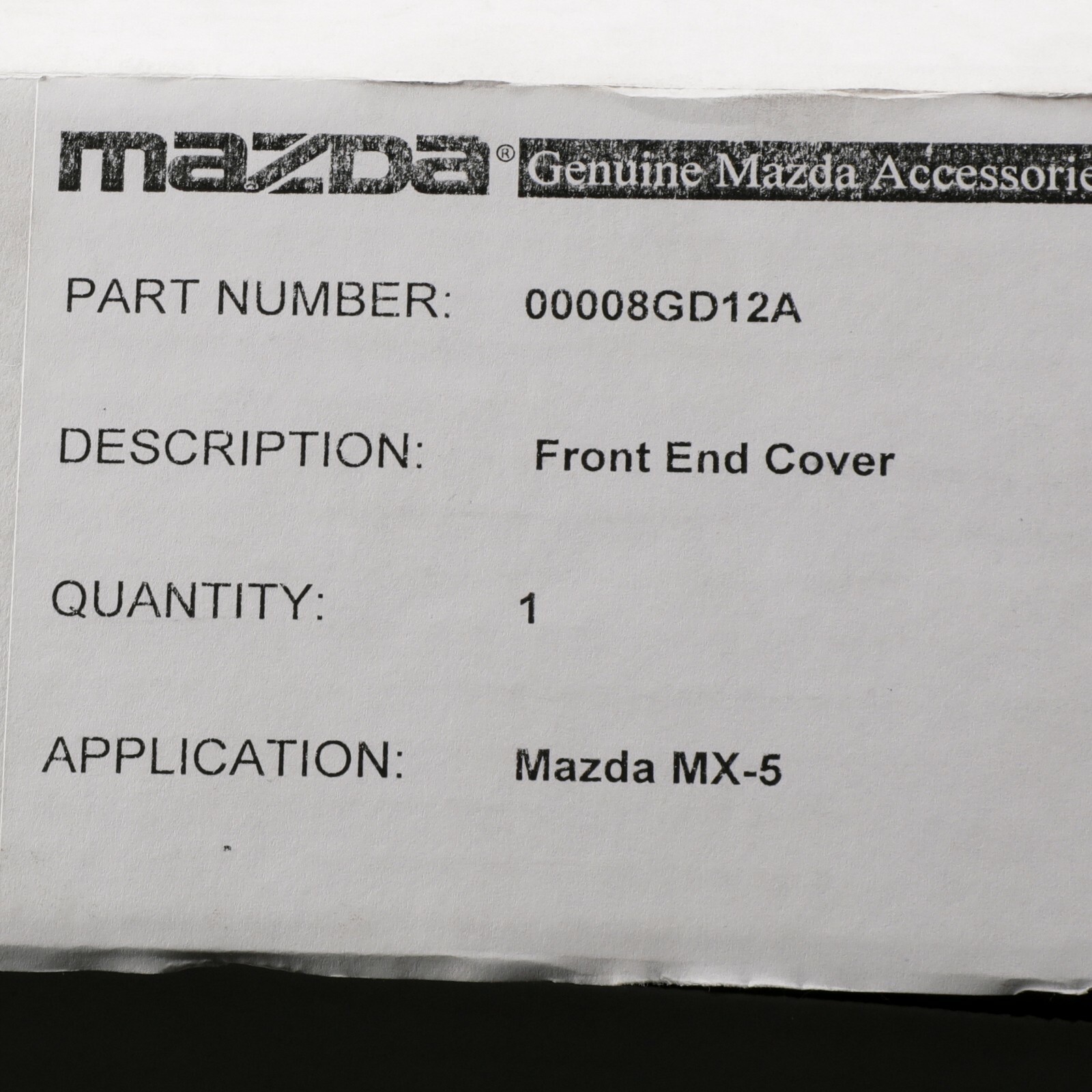 OEM NEW Genuine Mazda 2016-2022 MX-5 Miata Front Vinyl Mask Bra 0000-8G-D12A