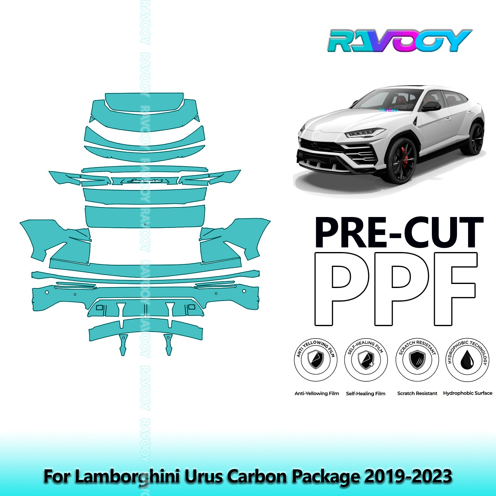PreCut Paint Protection PPF Kit For Lamborghini Urus Carbon Package 2019-2023
