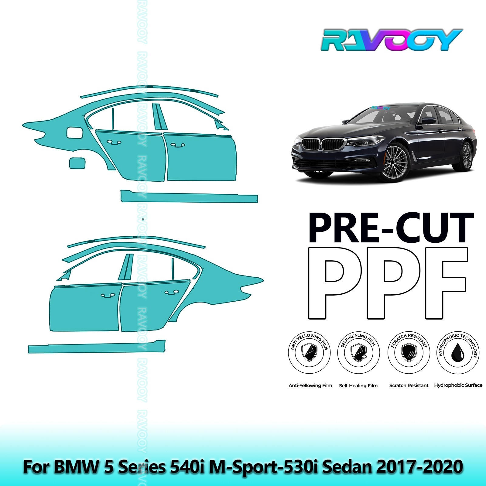 Paint Protection PPF Kit For BMW 5 Series 540i M-Sport-530i Sedan 2017-2020