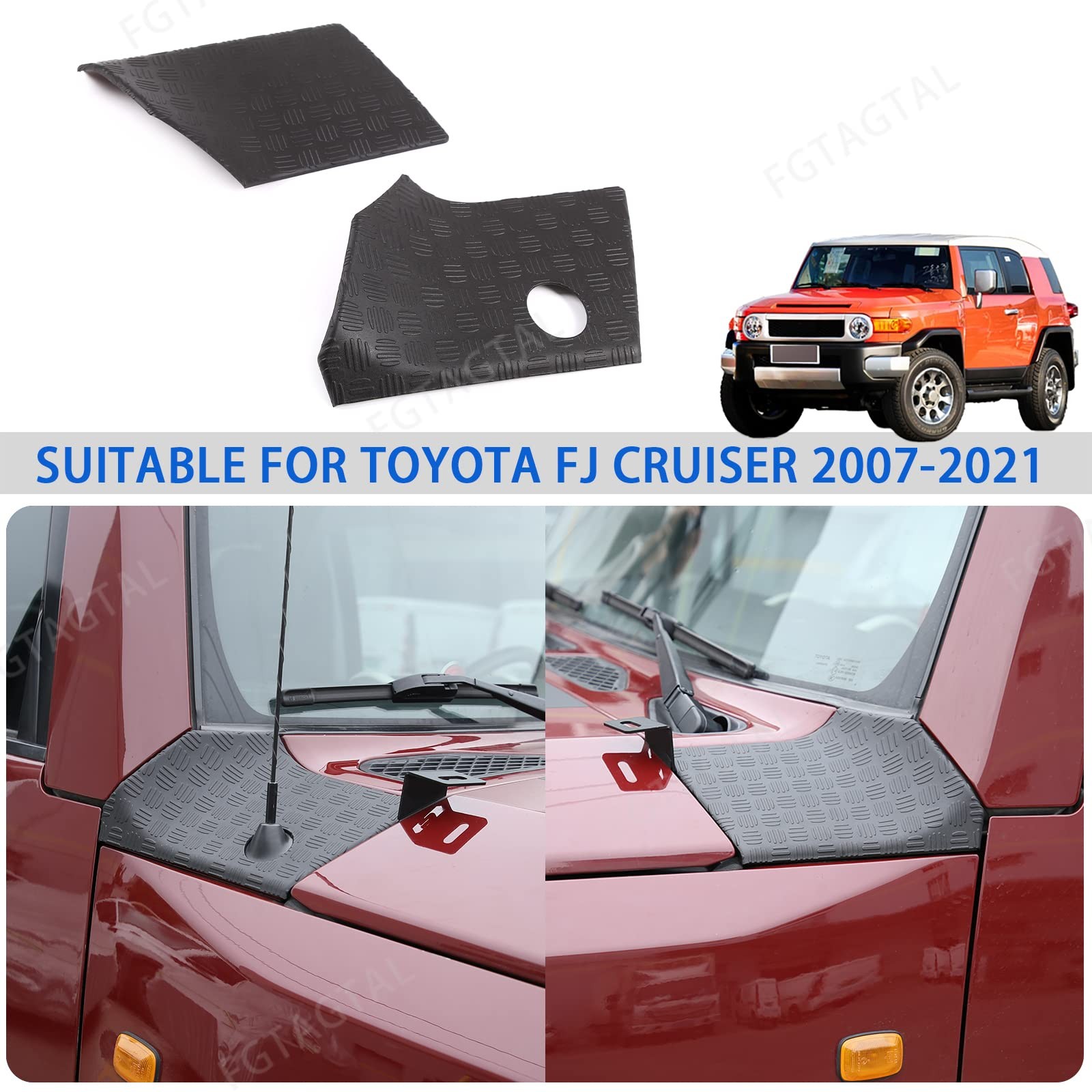 Body Armor Corner Guards Compatible with Toyota FJ Hood Side Panel, Black